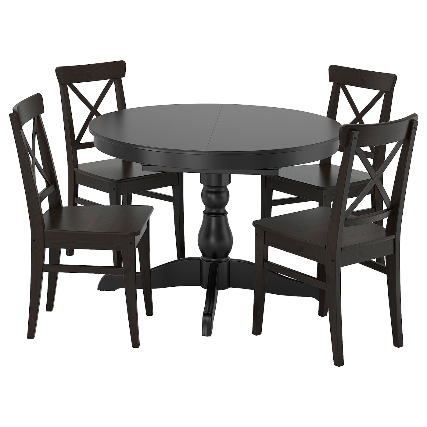 IKEA INGATORP / INGOLF stół i 4 krzesła, czarny/brązowoczarny, 110/155 cm