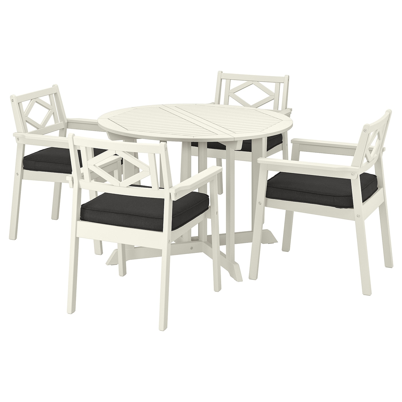 IKEA BONDHOLMEN stół+4 krzesła z podłok, na zew, Bondholmen biały/beżowy/Järpön/Duvholmen antracyt
