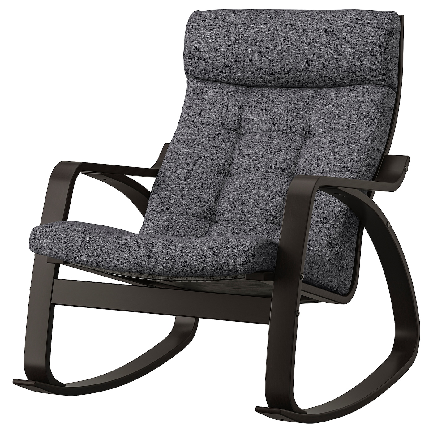 IKEA POÄNG krzesło bujane, czarnybrąz/Gunnared ciemnoszary, Szerokość: 68 cm