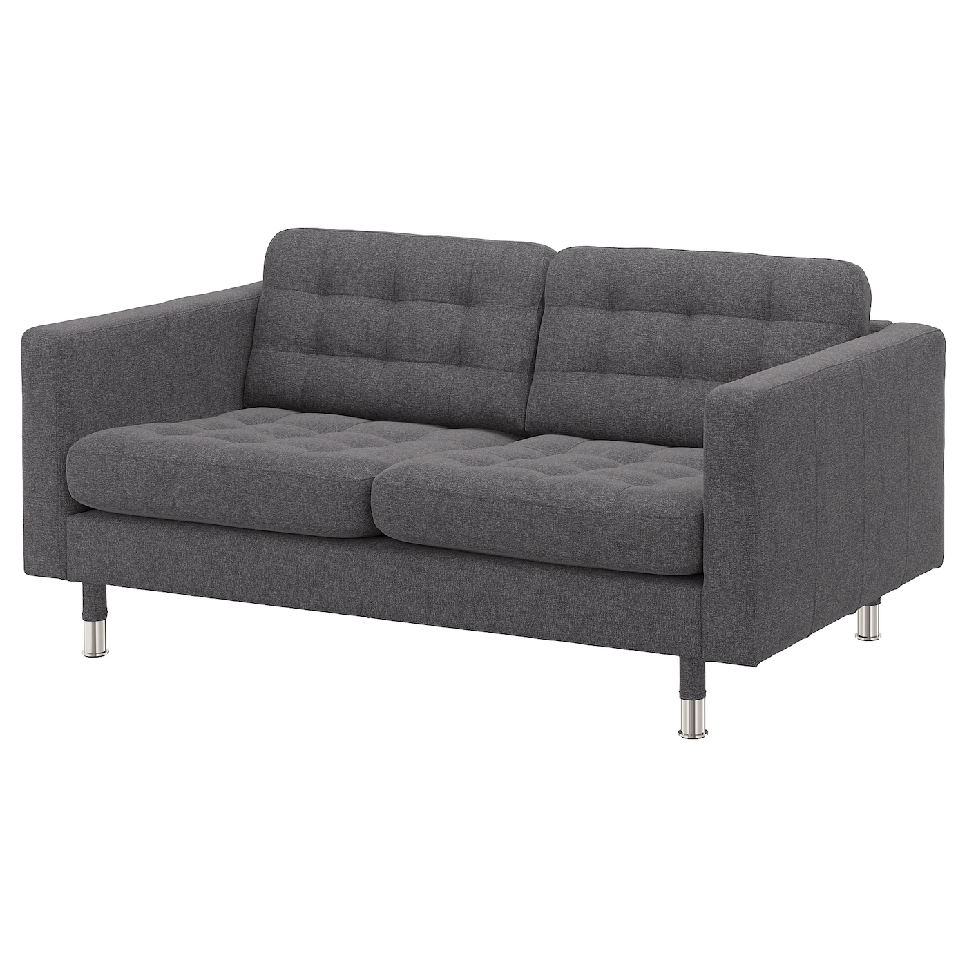 IKEA LANDSKRONA sofa 2-osobowa, Gunnared ciemnoszar/metal, Szerokość: 164 cm