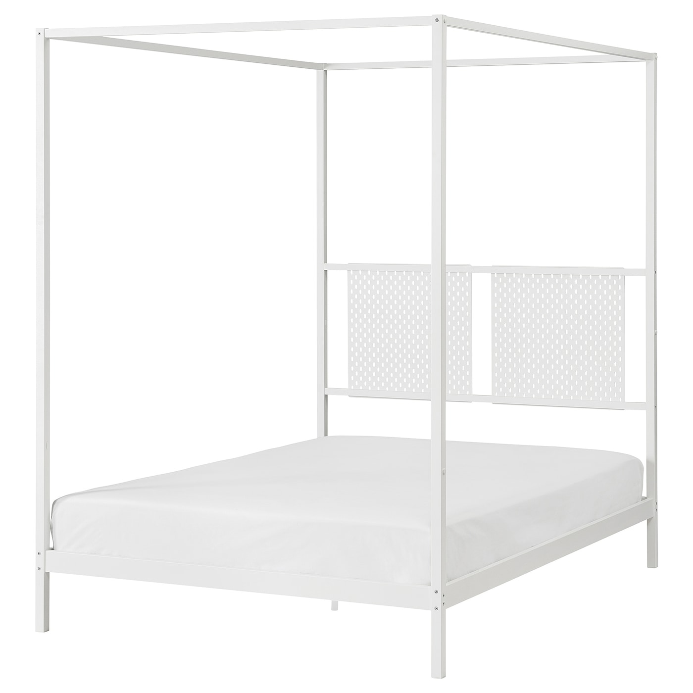 IKEA VITARNA rama łóżka z baldachimem, biały Luröy/Skådis biały, 140x200 cm