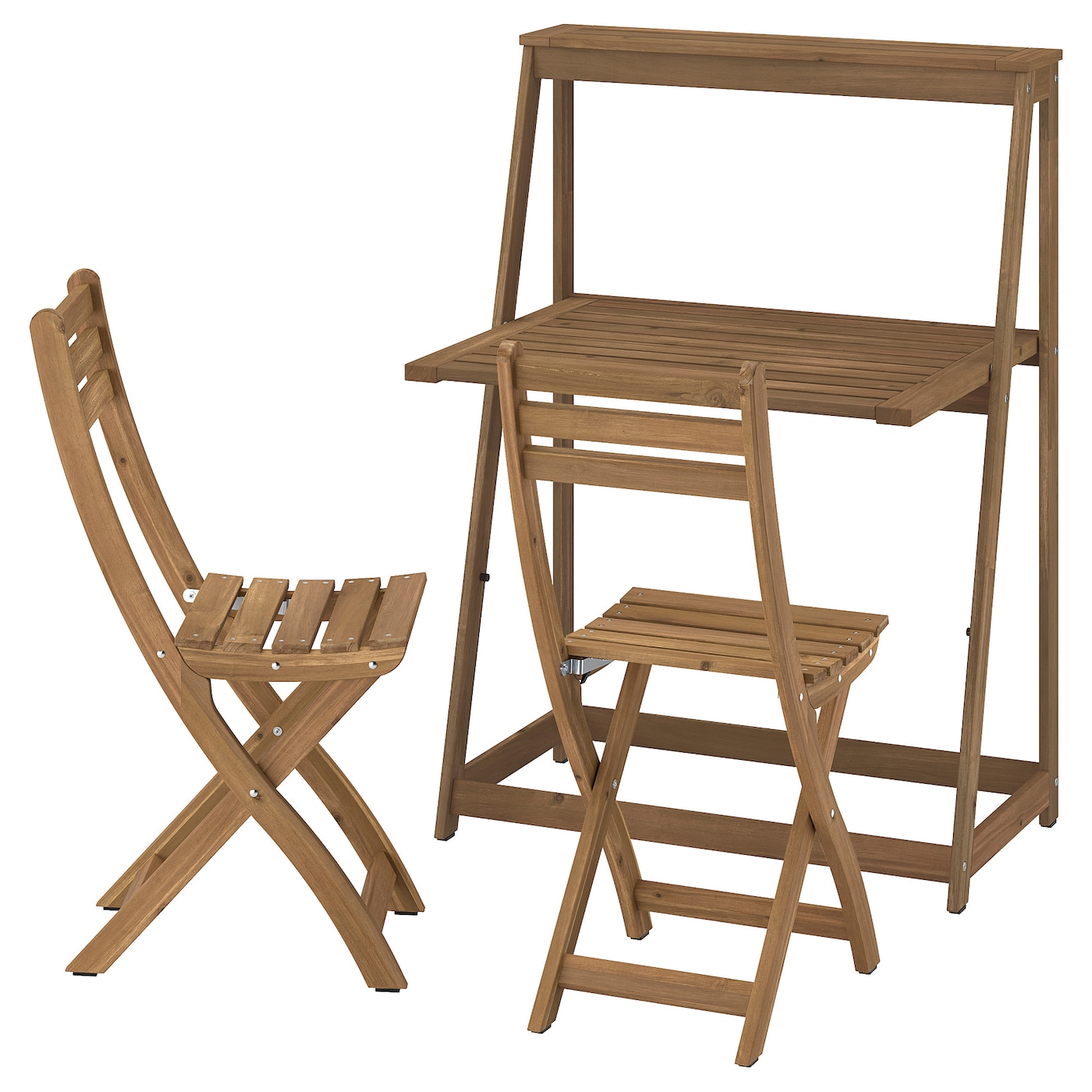 IKEA DJUPÖN / ASKHOLMEN stół i 2 składane krzesła, zewnętrzne składany/brązowy ciemnobrązowy, Długość stołu: 78 cm