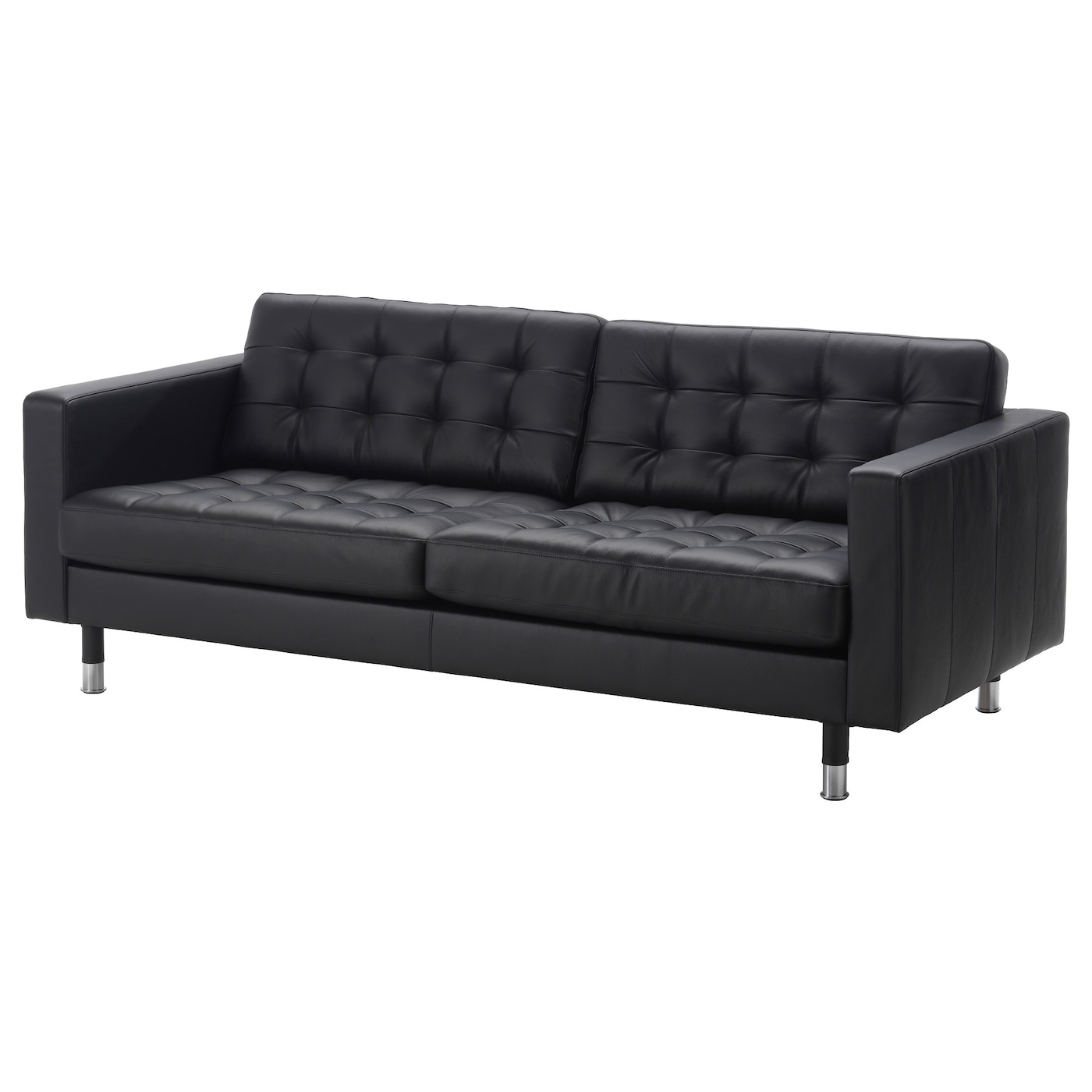 IKEA LANDSKRONA sofa 3-osobowa, Grann/Bomstad czarny/metal, Szerokość: 204 cm