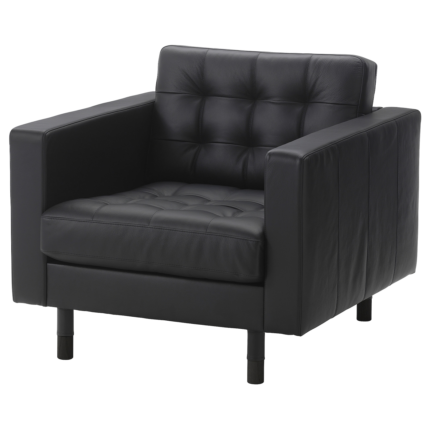 IKEA LANDSKRONA fotel, Grann/Bomstad czarny/drewno/czarny, Szerokość: 89 cm