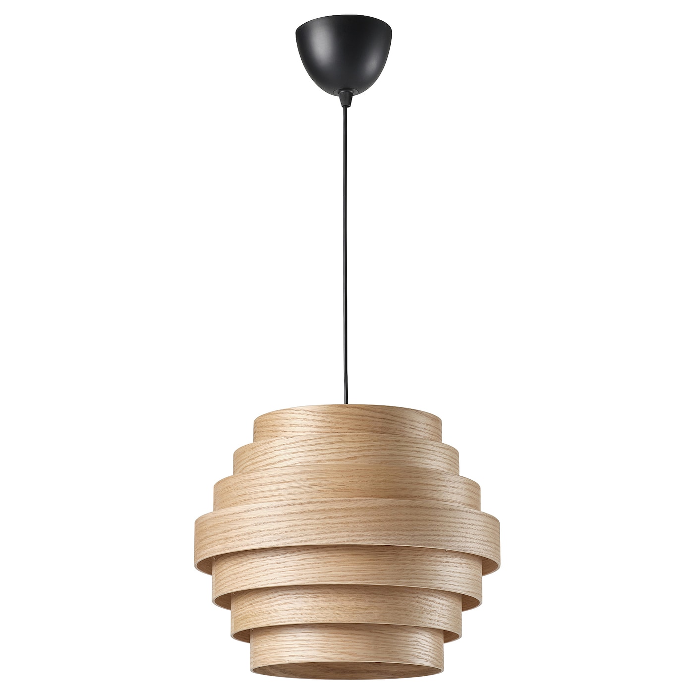 IKEA DYKARKLOCKA / HEMMA lampa wisząca, okleina dębowa bejcowana na biało/czarny, 40 cm