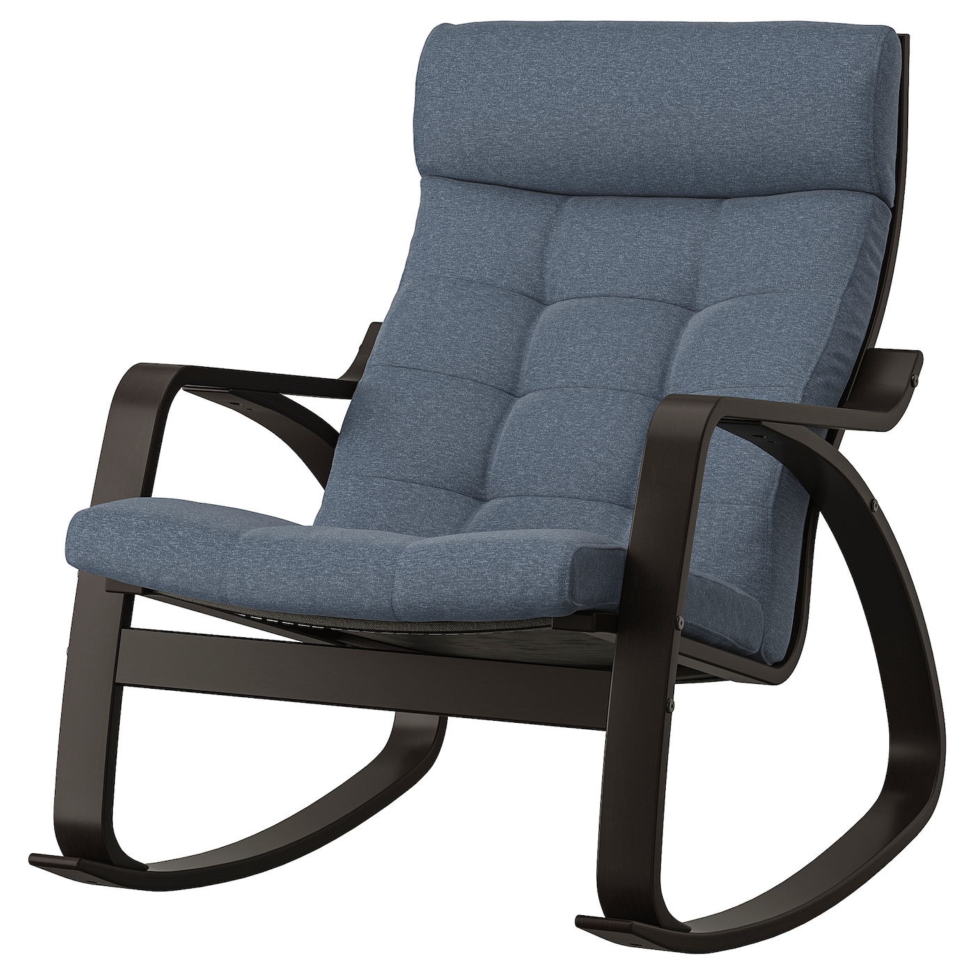 IKEA POÄNG krzesło bujane, czarnybrąz/Gunnared niebieski, Szerokość: 68 cm