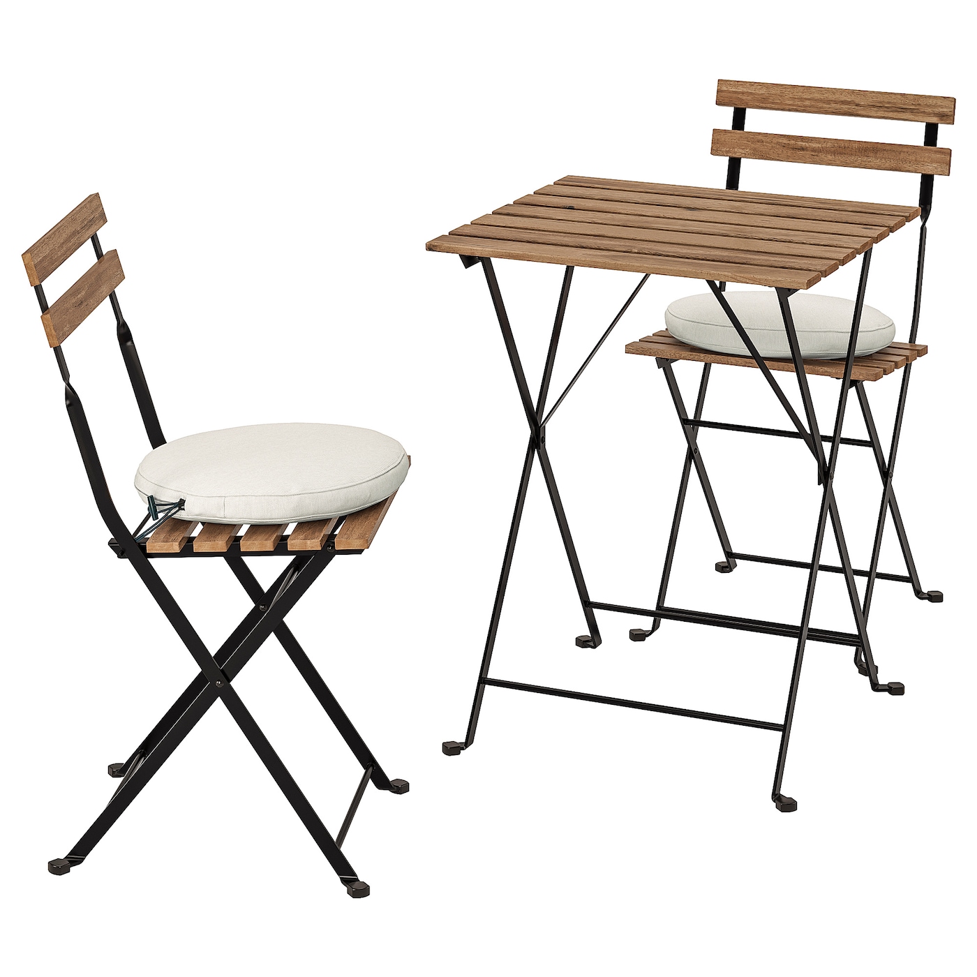 IKEA TÄRNÖ stół+2 krzesła, na zewnątrz, Tärnö czarny/jasnobrązowa bejca/Frösön/Duvholmen beżowy