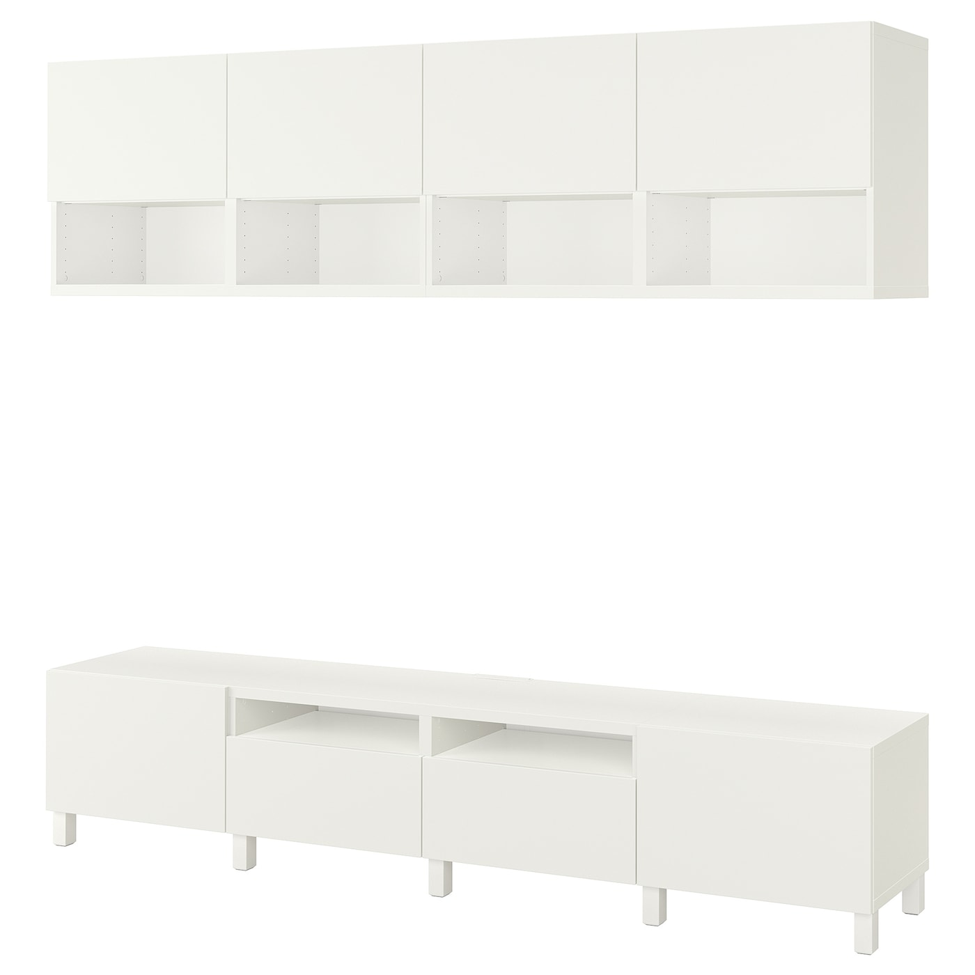 IKEA BESTÅ szafka pod TV, biały/Lappviken/Stubbarp biały, 240x42x230 cm