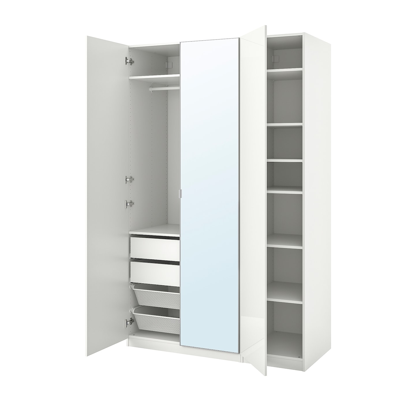 IKEA PAX / FARDAL/ÅHEIM kombinacja szafy, połysk biały/lustro, 150x60x236 cm