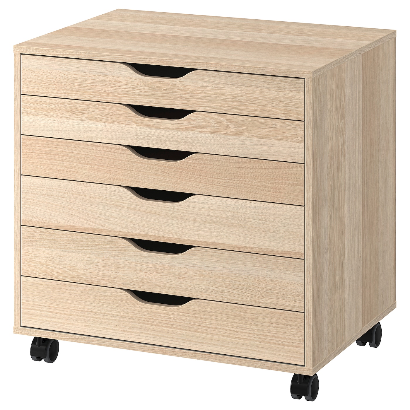 IKEA ALEX komoda na kółkach, biała bejca/imit. dębu, 67x66 cm