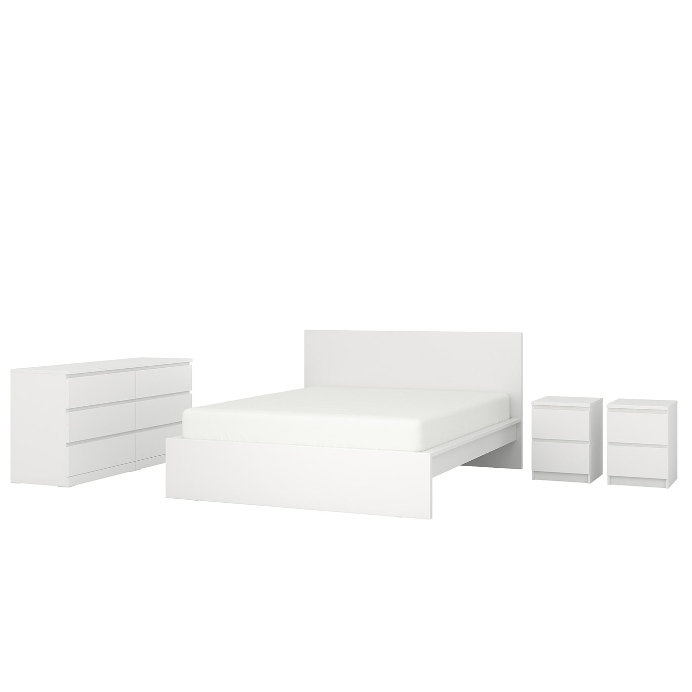 IKEA MALM zestaw mebli do sypialni 4 szt, biały, 160x200 cm