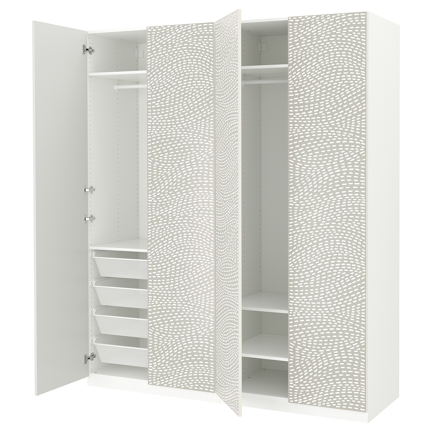 IKEA PAX / MISTUDDEN kombinacja szafy, biały/szary wzór, 200x60x236 cm
