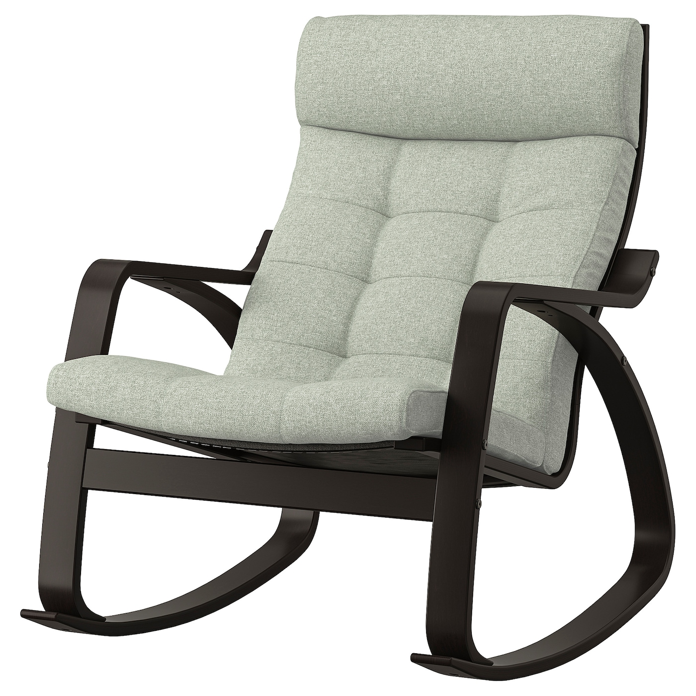 IKEA POÄNG krzesło bujane, czarnybrąz/Gunnared jasnozielony, Szerokość: 68 cm