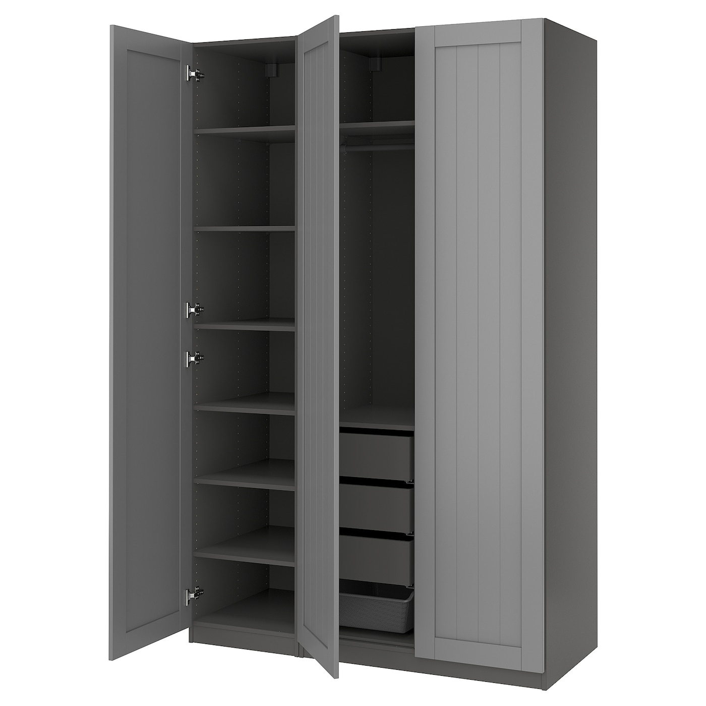 IKEA PAX / GULLABERG kombinacja szafy, ciemnoszary/szary, 150x60x236 cm