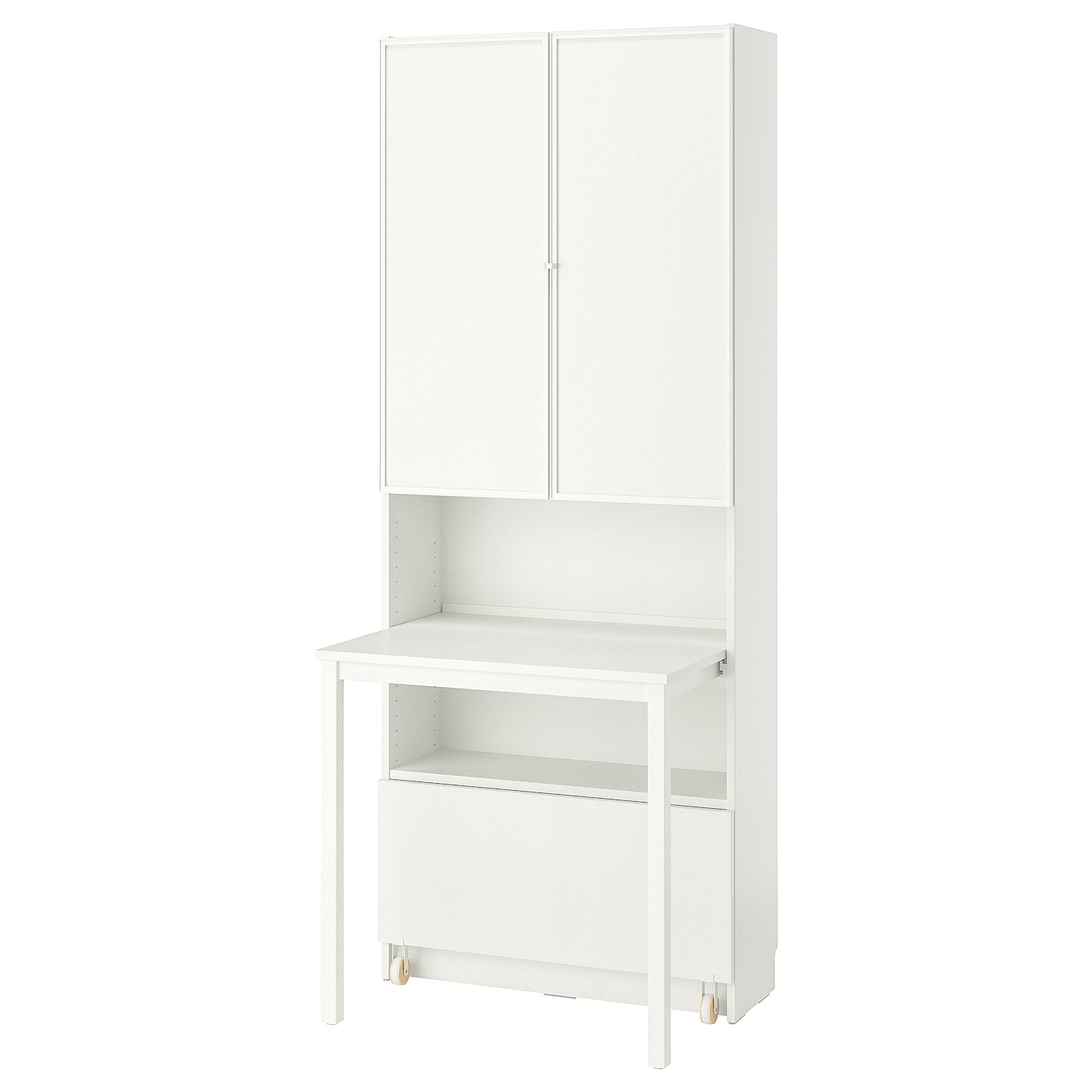 IKEA BILLY / HÖGBO regał z biurkiem i szufladą, biały, 80x202 cm