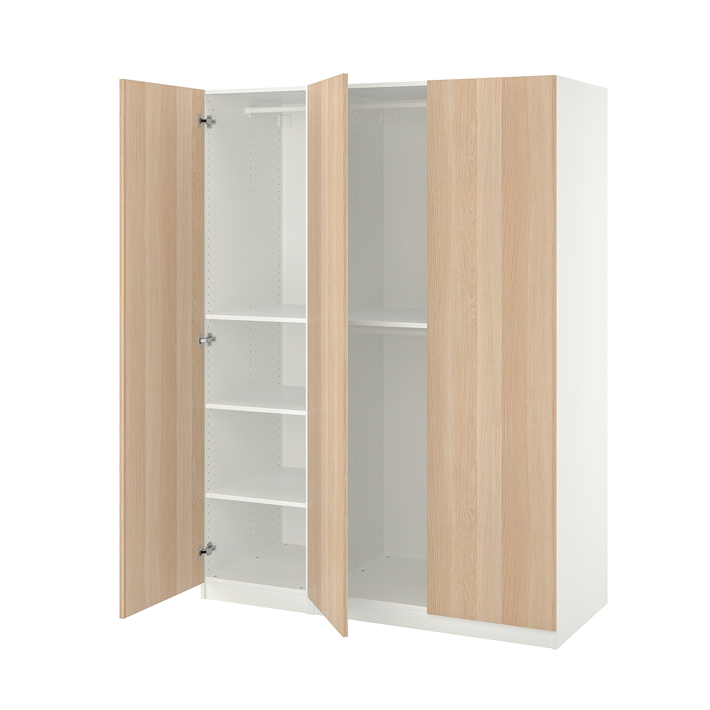 IKEA PAX / FORSAND kombinacja szafy, biały/imitacja dębu bejcowanego na biało, 150x60x201 cm