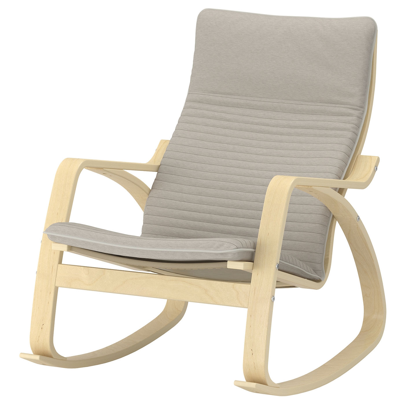 IKEA POÄNG krzesło bujane, okl brzoz/Knisa jasnobeżowy, Szerokość: 68 cm