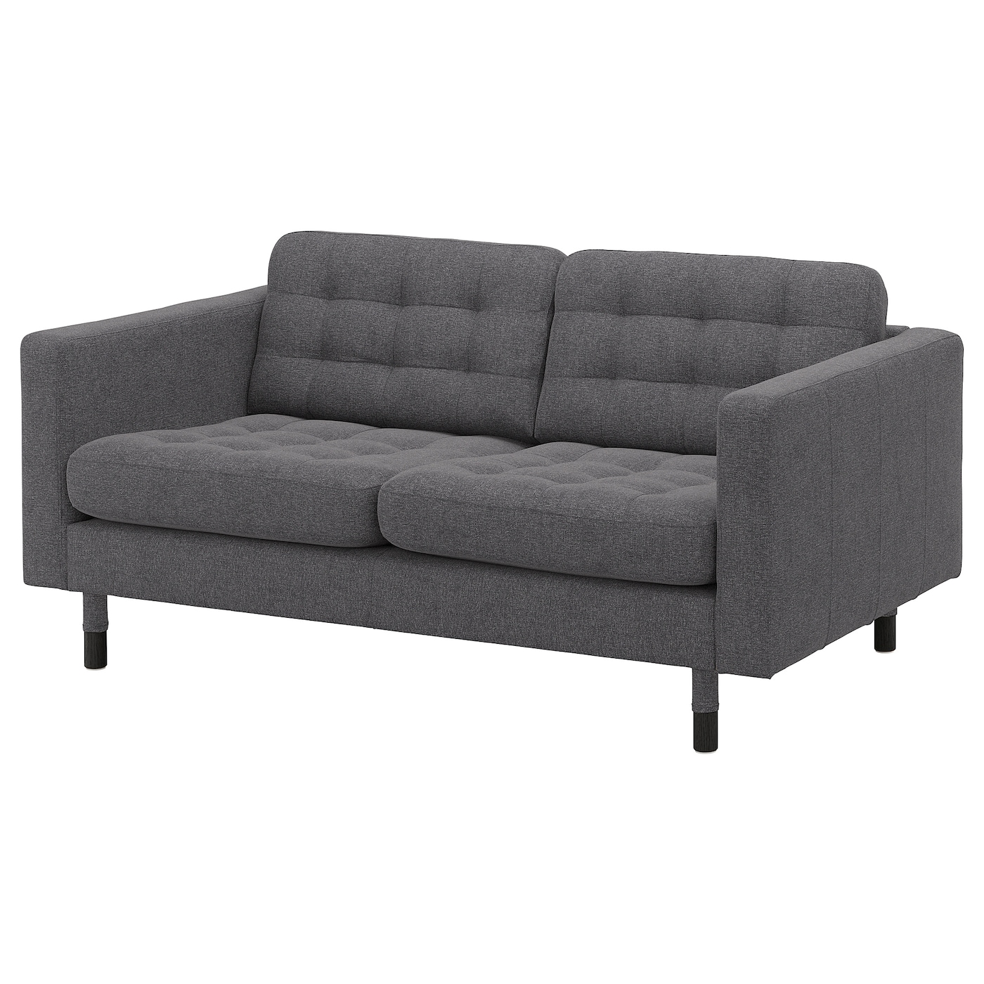 IKEA LANDSKRONA sofa 2-osobowa, Gunnared ciemnoszary/drewno/czarny, Szerokość: 164 cm