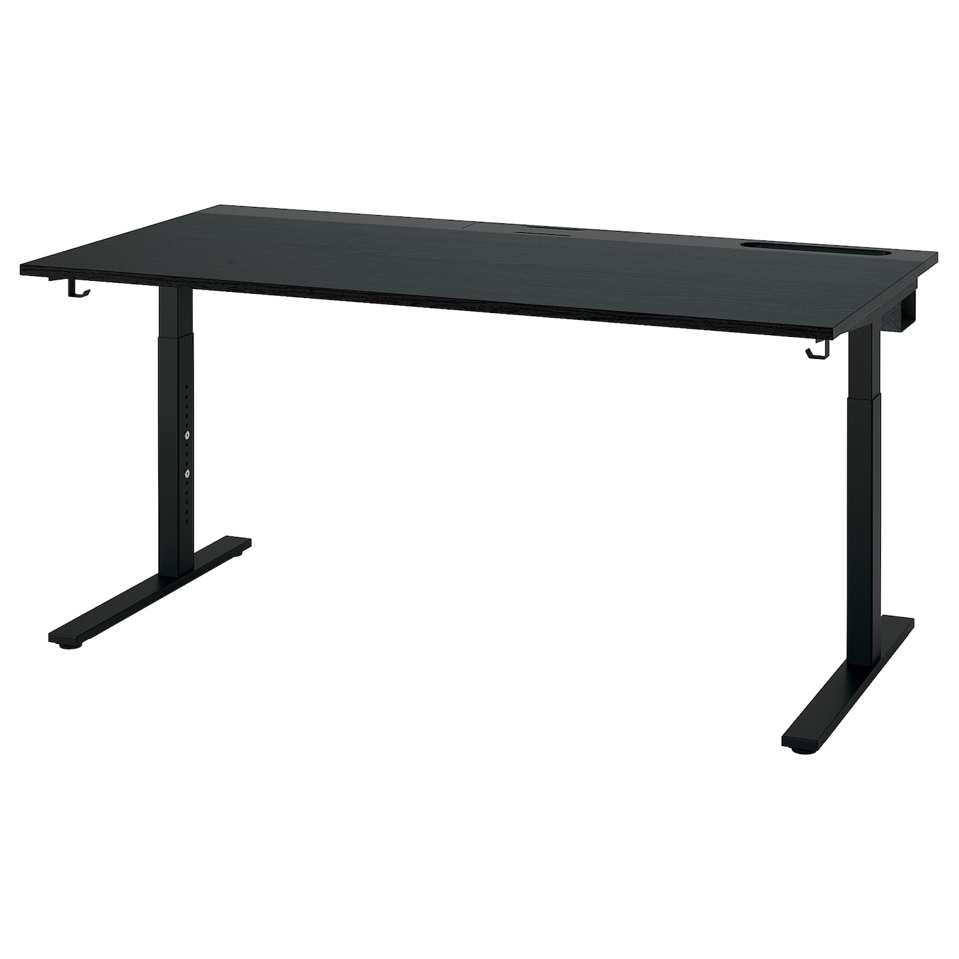IKEA MITTZON biurko, okl jesionowa bejcowana na czarno/czarny, 160x80 cm