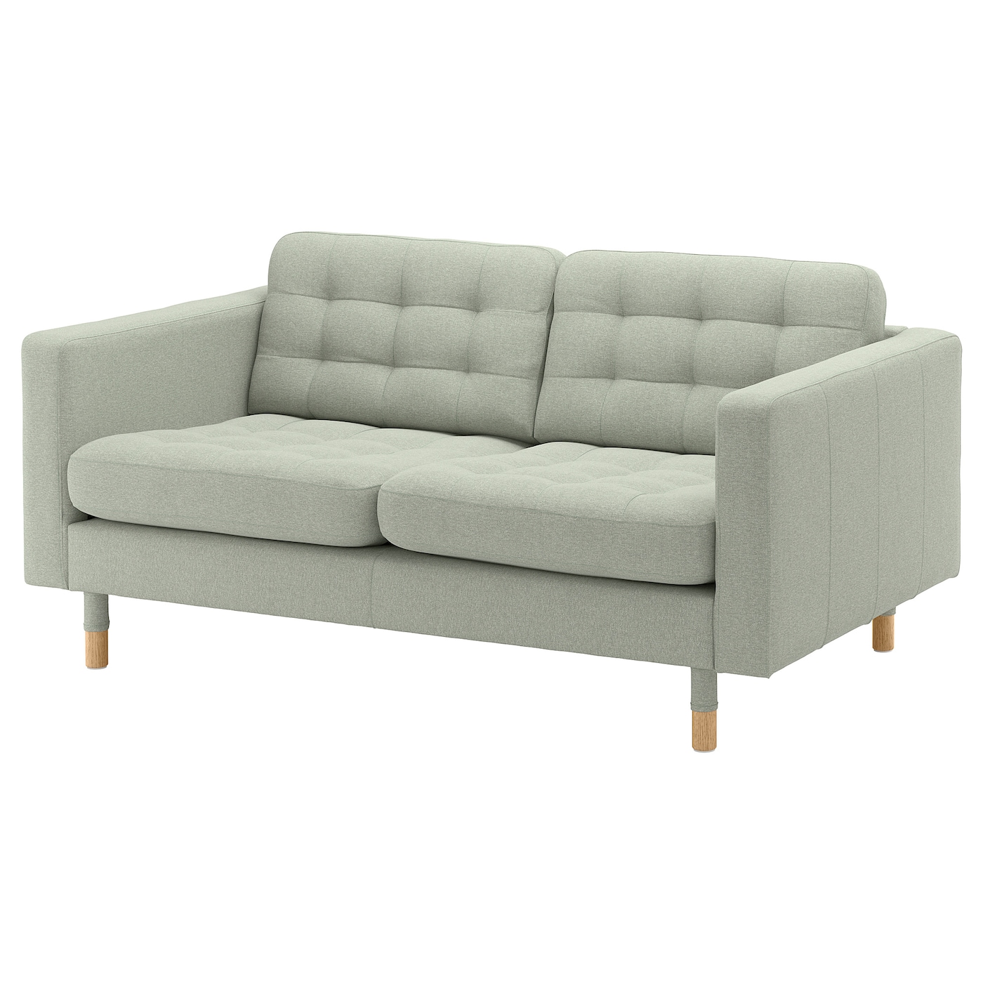 IKEA LANDSKRONA sofa 2-osobowa, Gunnared jasnozielony/drewno, Szerokość: 164 cm