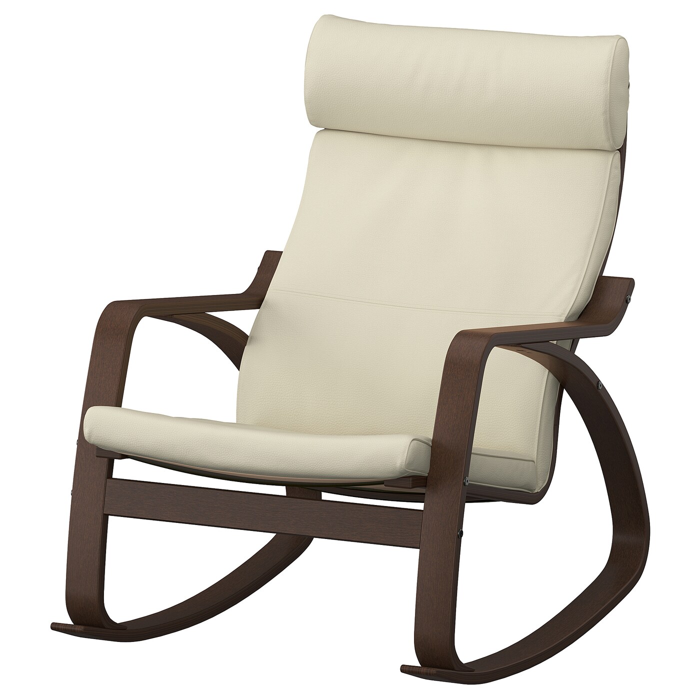 IKEA POÄNG krzesło bujane, brązowy/Glose złamana biel, Szerokość: 68 cm