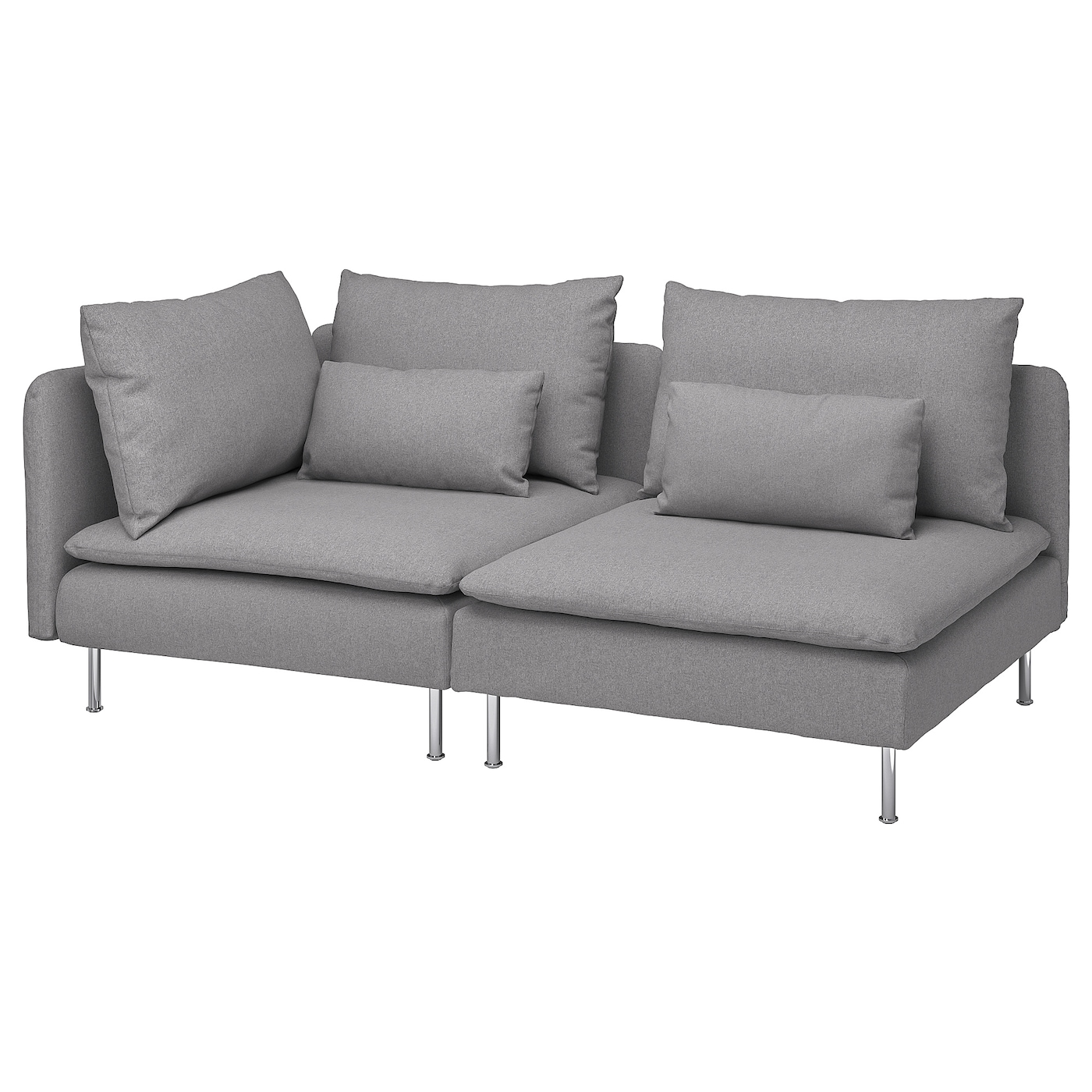 IKEA SÖDERHAMN sofa 3-osobowa, z otwartym końcem/Tonerud szary, Wysokość z poduchami oparcia: 83 cm