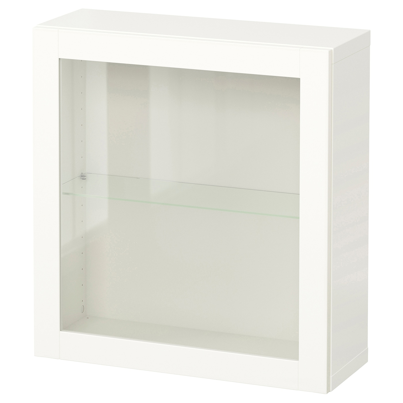 IKEA BESTÅ kombinacja szafek ściennych, biały/Sindvik białe szkło przezroczyste, 60x22x64 cm