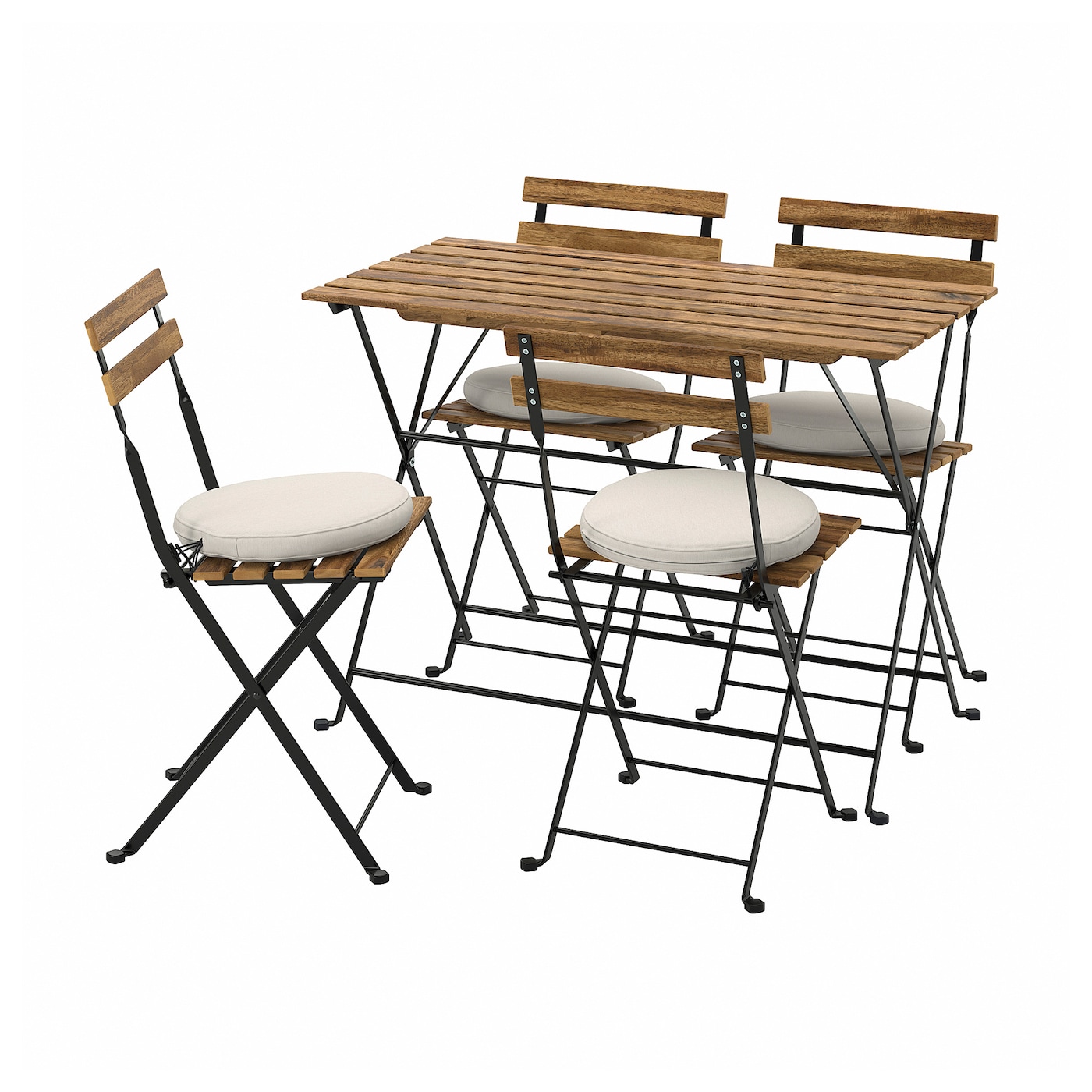 IKEA TÄRNÖ stół+4 krzeseł, na zewnątrz, Tärnö czarny/jasnobrązowa bejca/Frösön/Duvholmen beżowy