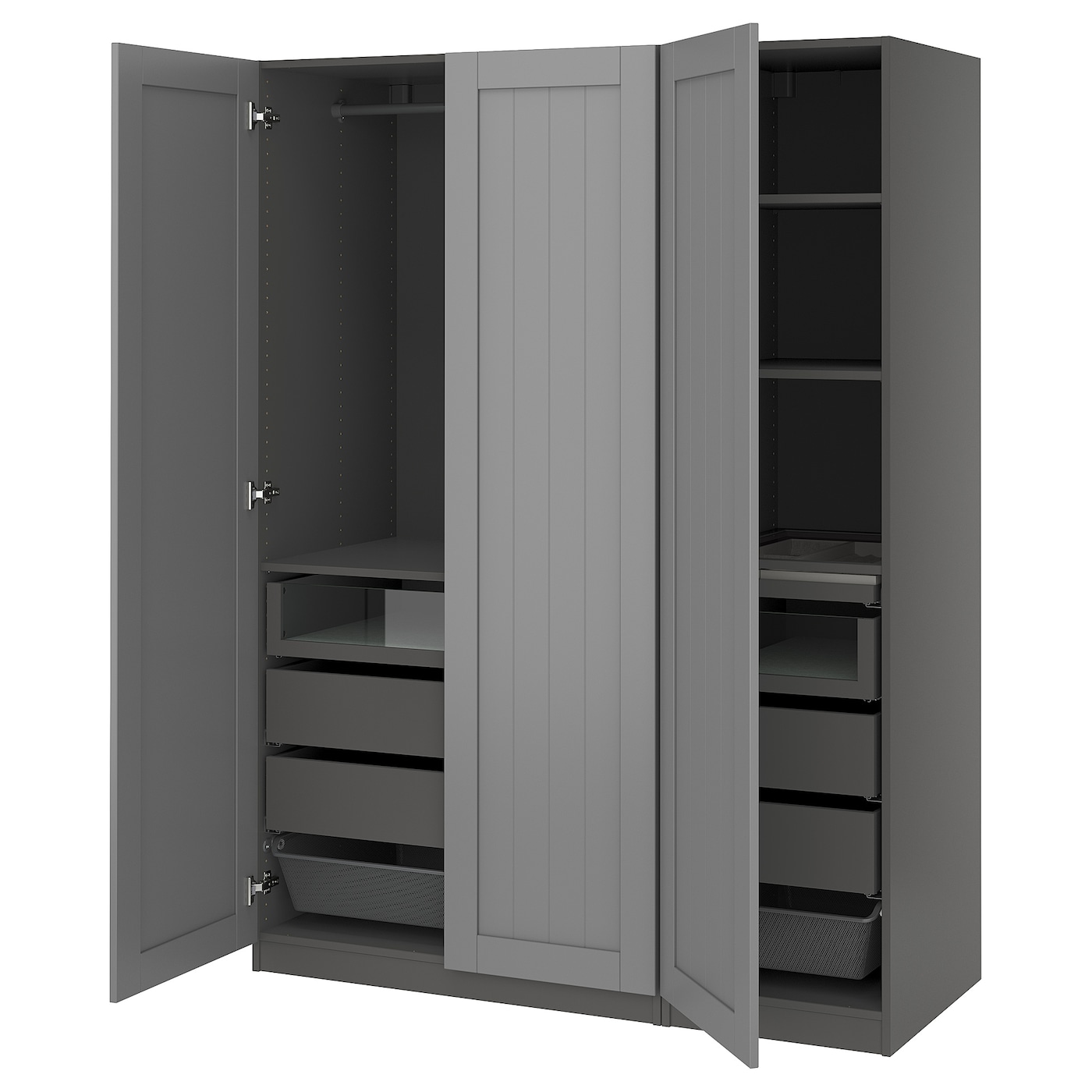 IKEA PAX / GULLABERG kombinacja szafy, ciemnoszary/szary, 150x60x201 cm