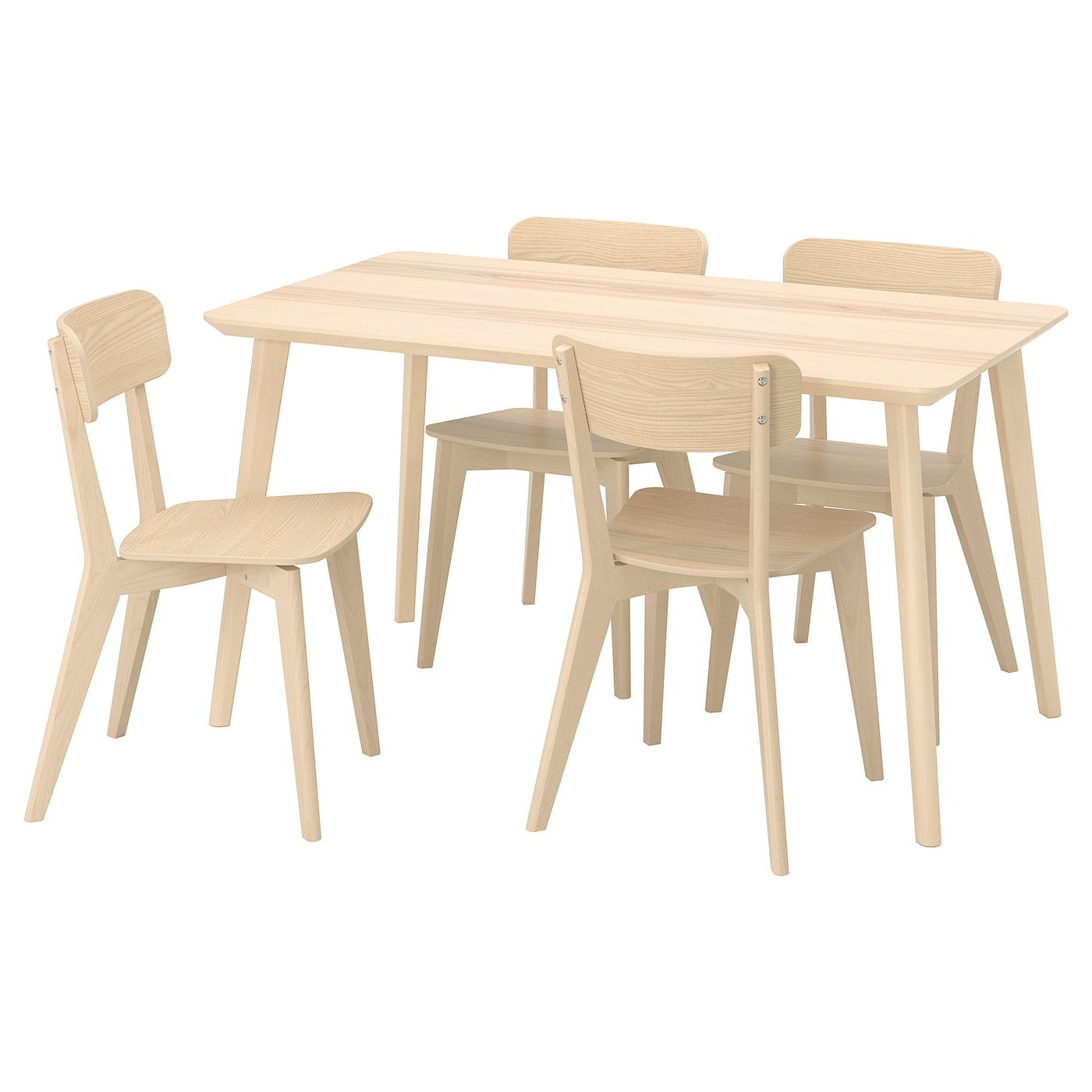IKEA LISABO / LISABO stół i 4 krzesła, okleina jesionowa/jesion, 140x78 cm