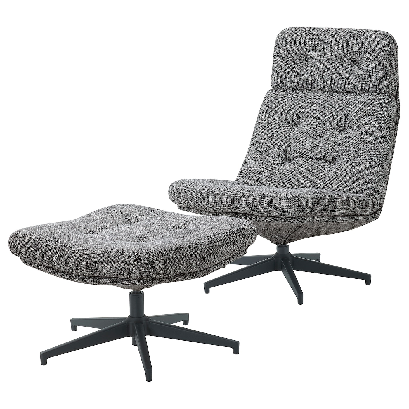 IKEA HAVBERG fotel/podnóżek, Lejde szary-czarny
