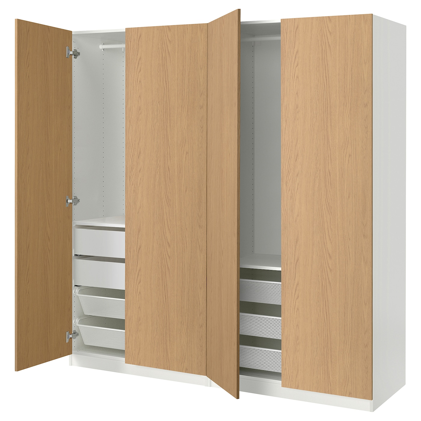 IKEA PAX / STORKLINTA kombinacja szafy, biały/imit. dębu, 200x66x201 cm
