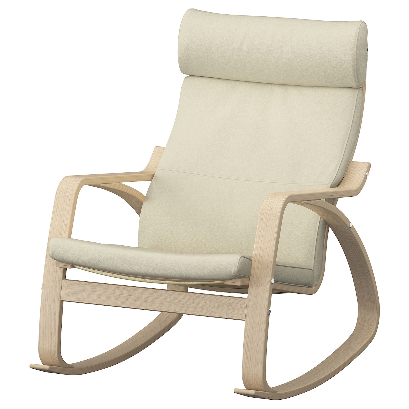 IKEA POÄNG krzesło bujane, okleina dębowa bejcowana na biało/Glose złamana biel, Szerokość: 68 cm