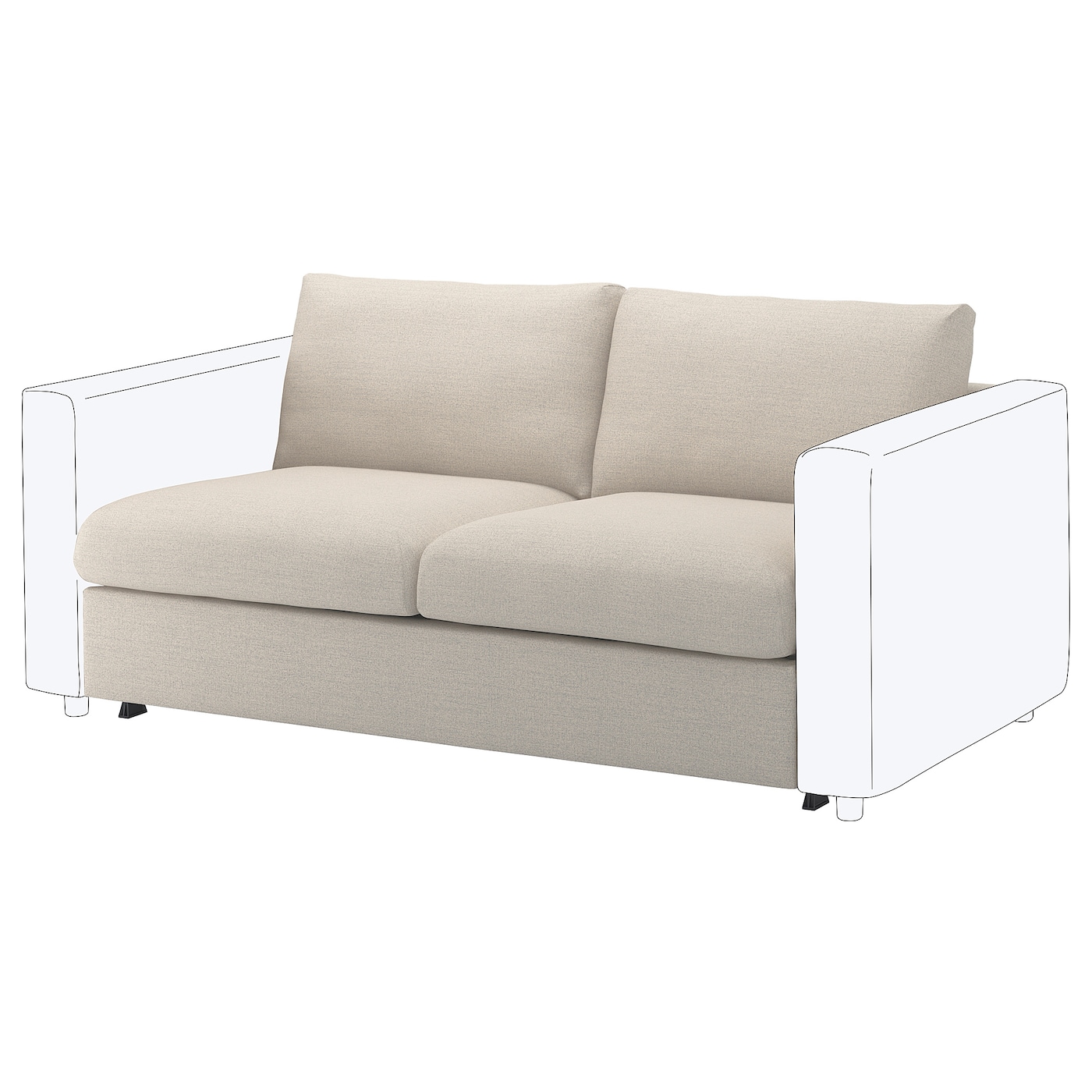 IKEA VIMLE sekcja 2-os sofa rozkładana, Gunnared beżowy, Wysokość łóżka: 53 cm