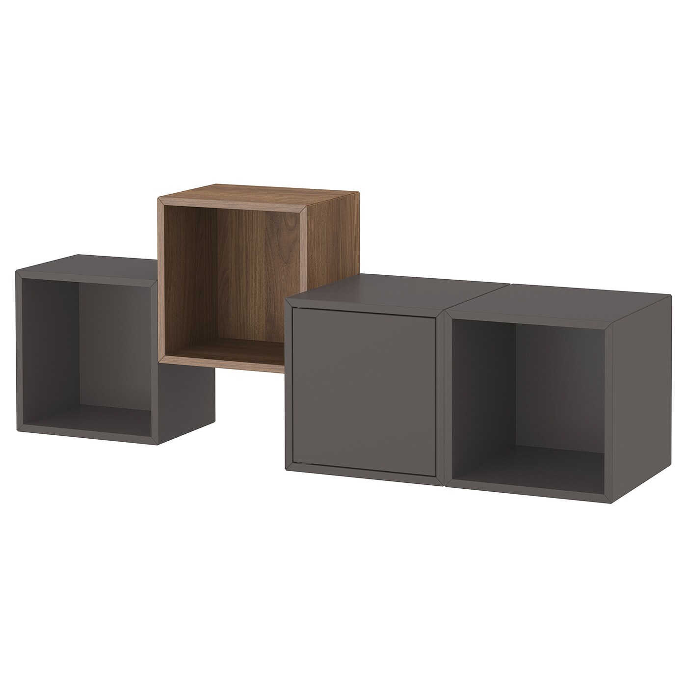 IKEA EKET kombinacja szafek ściennych, ciemnoszary/orzech, 140x35x53 cm