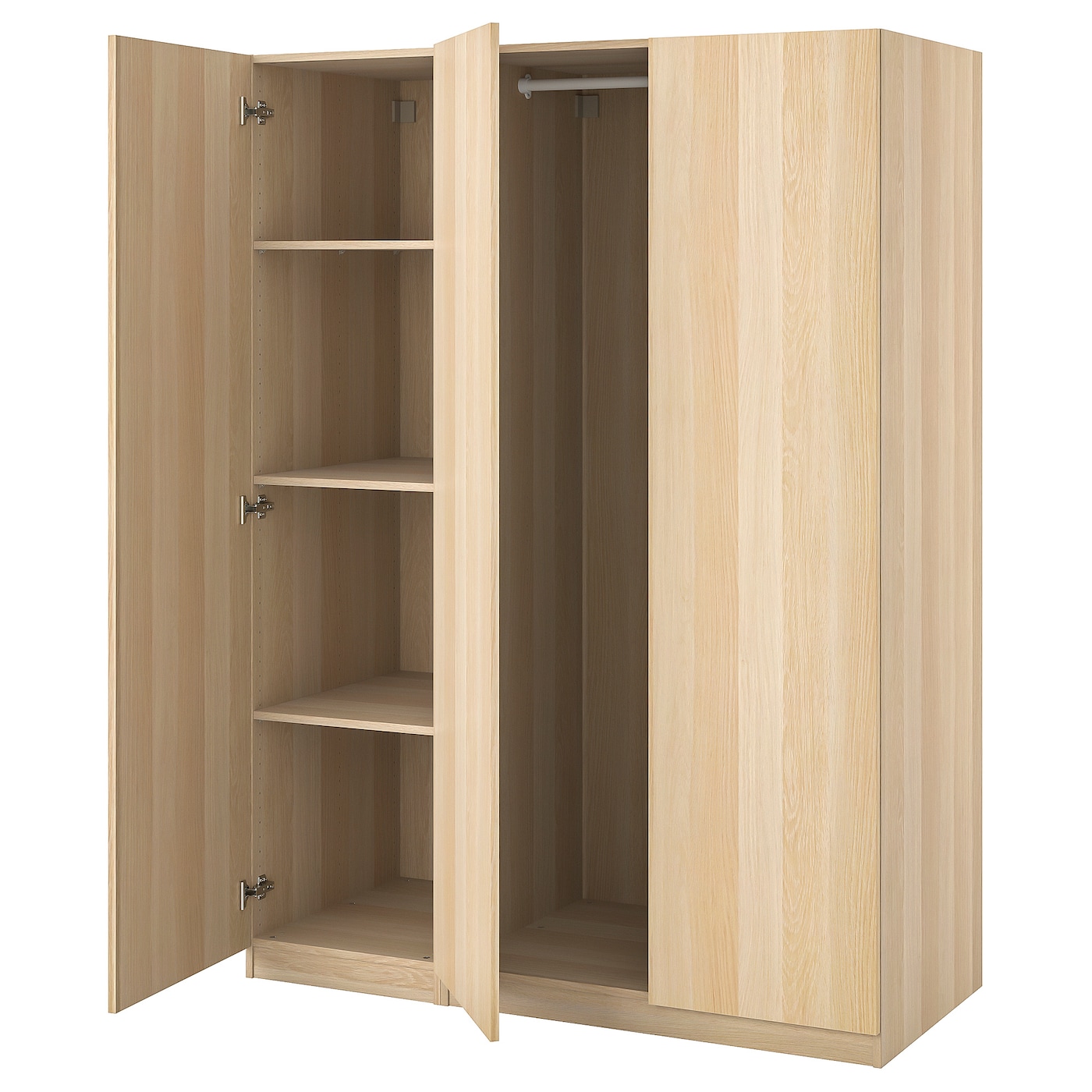 IKEA PAX / FORSAND kombinacja szafy, imitacja dębu bejcowanego na biało/imitacja dębu bejcowanego na biało, 150x60x201 cm