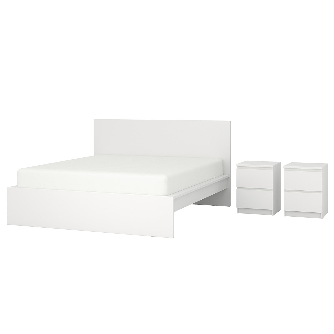 IKEA MALM zestaw mebli do sypialni 3 szt, biały, 180x200 cm