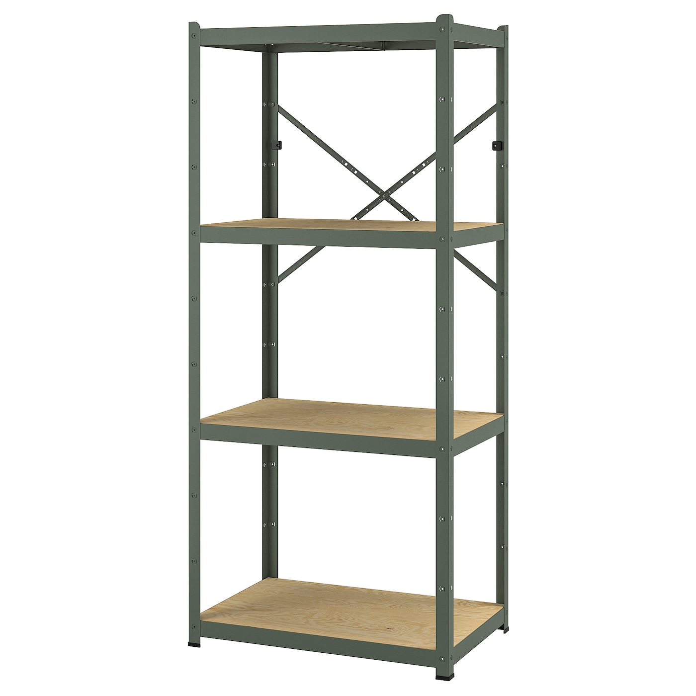 IKEA BROR regał, szarozielony/sklejka sosnowa, 85x55x190 cm