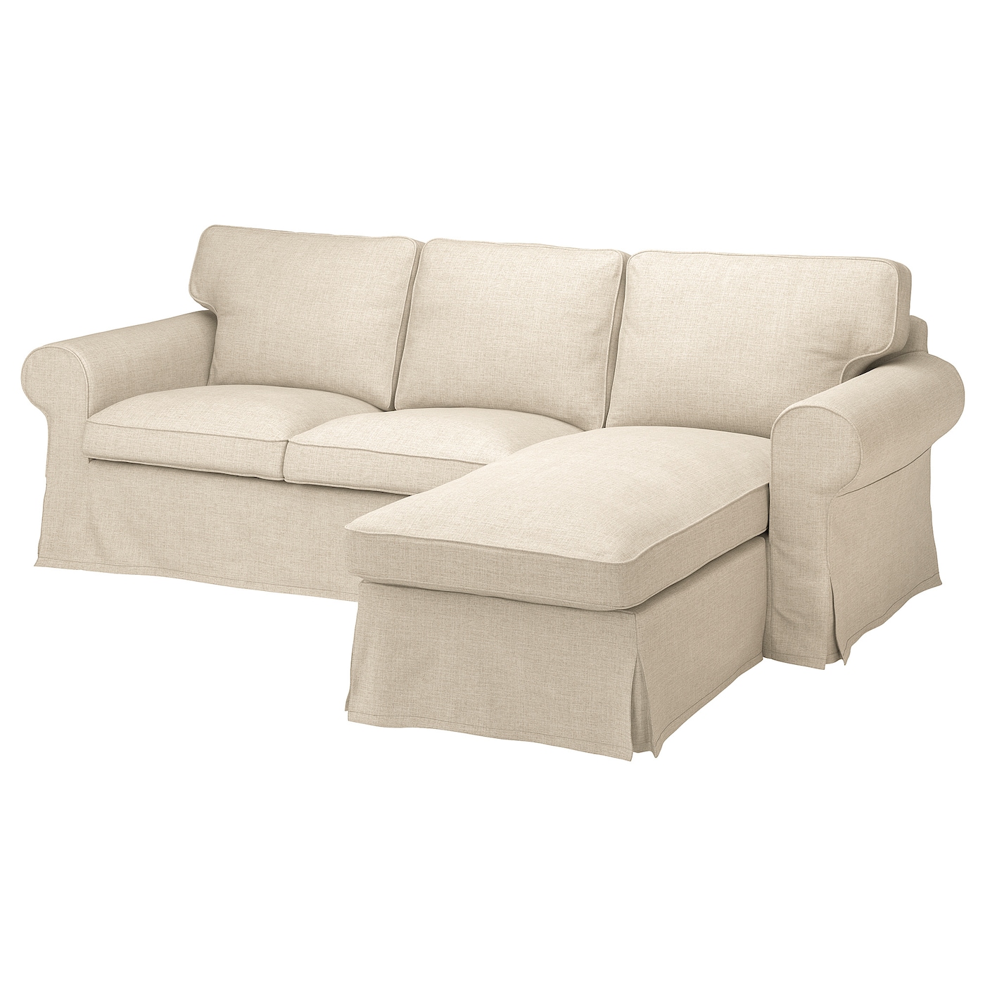IKEA EKTORP sofa 3-osobowa z szezlongiem, Kilanda jasnobeżowy, Głębokość: 88 cm