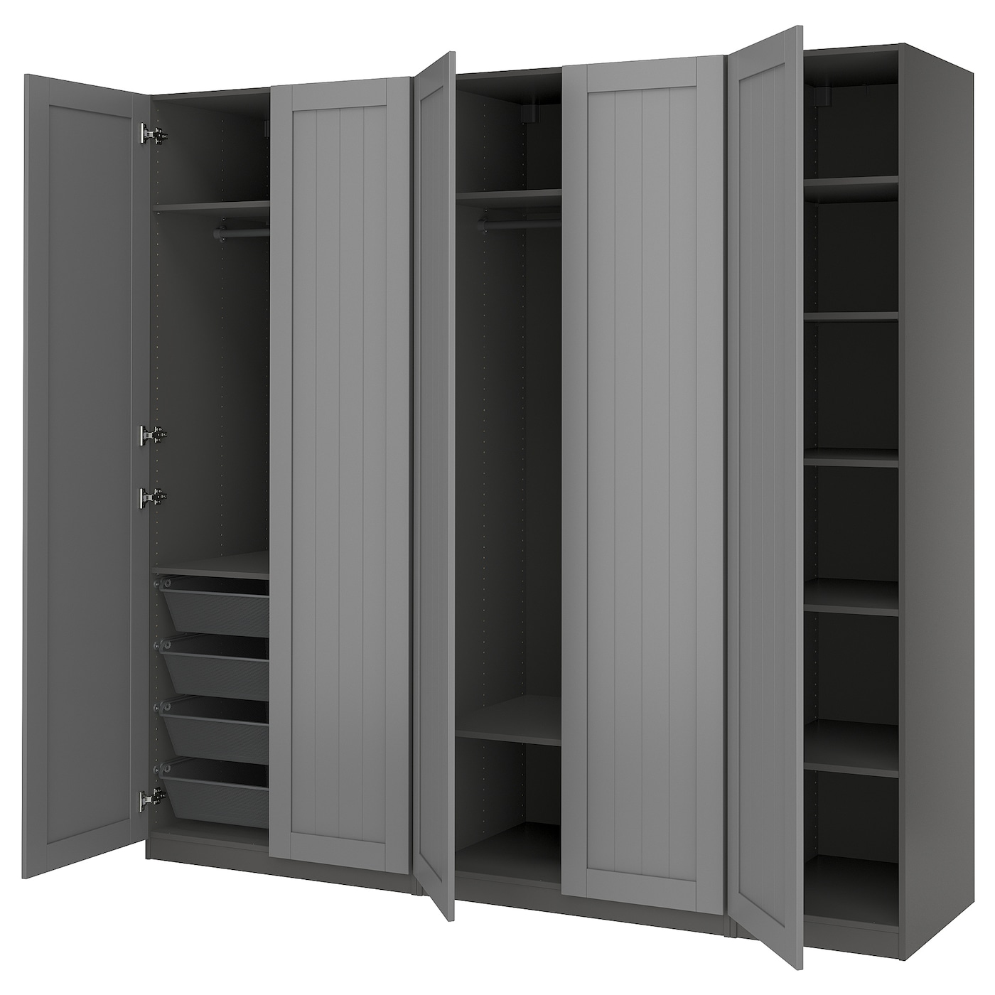 IKEA PAX / GULLABERG kombinacja szafy, ciemnoszary/ciemnoszary, 250x60x236 cm