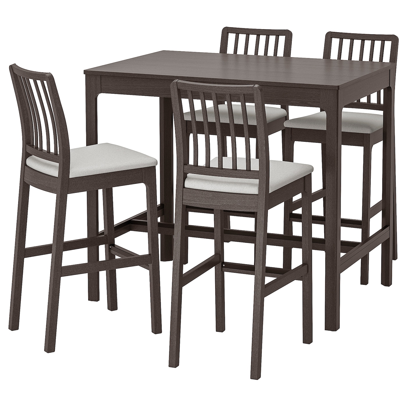 IKEA EKEDALEN / EKEDALEN stół barowy + 4 krzes bar, ciemnobrązowy/Orrsta jasnoszary, 120 cm