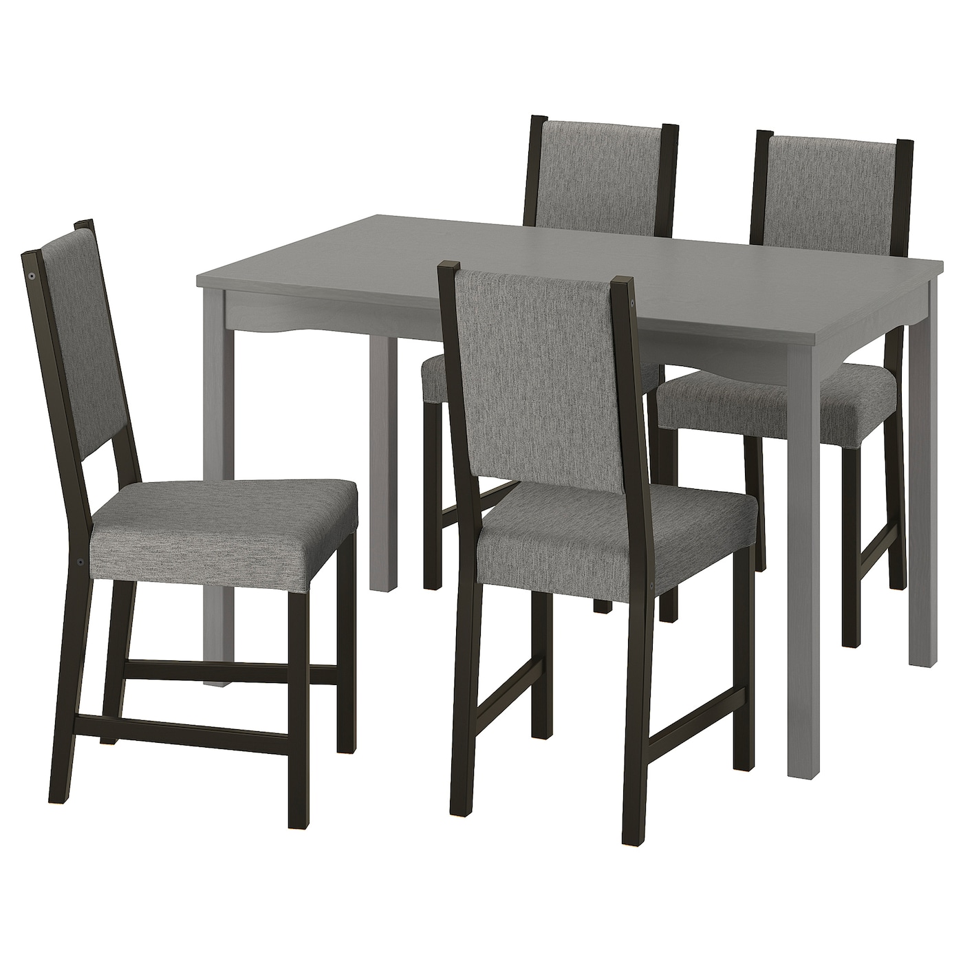 IKEA HAUGA / STEFAN stół i 4 krzesła, szary/brązowoczarny Knisa szary/beżowy, 118x74 cm