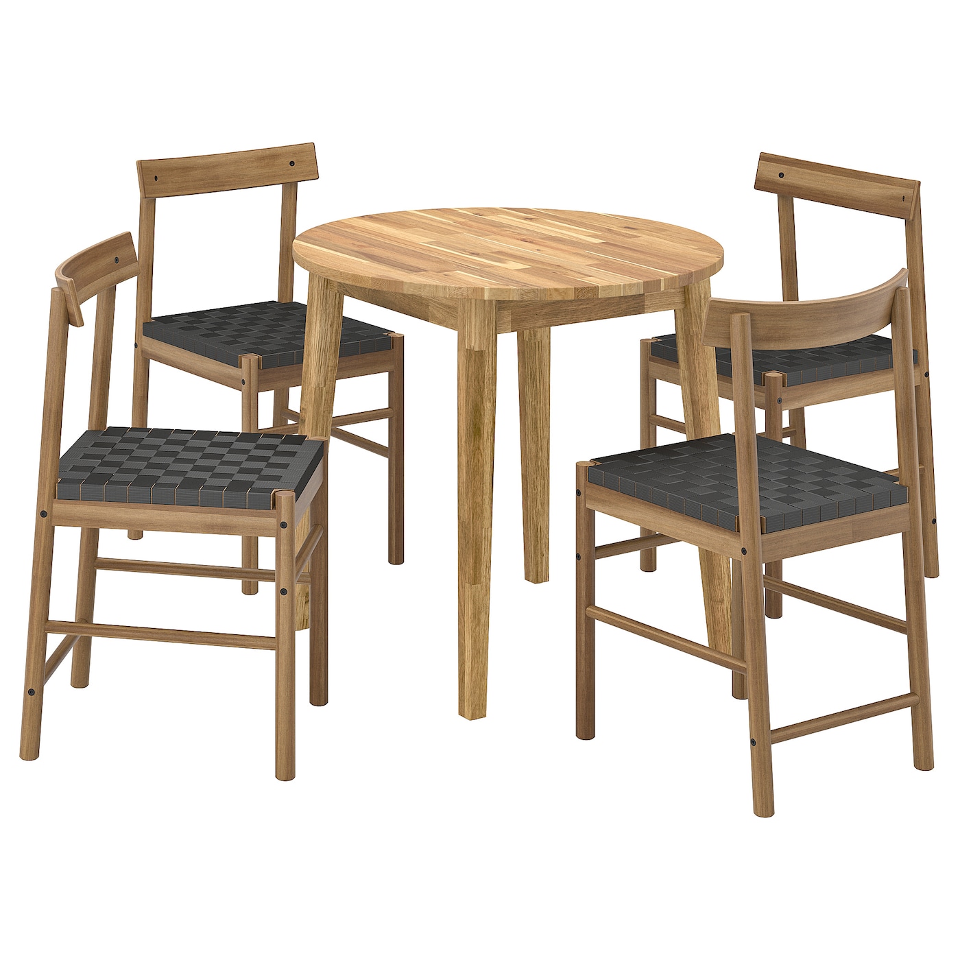 IKEA NACKANÄS / NACKANÄS stół i 4 krzesła, akacja/akacja, 80 cm