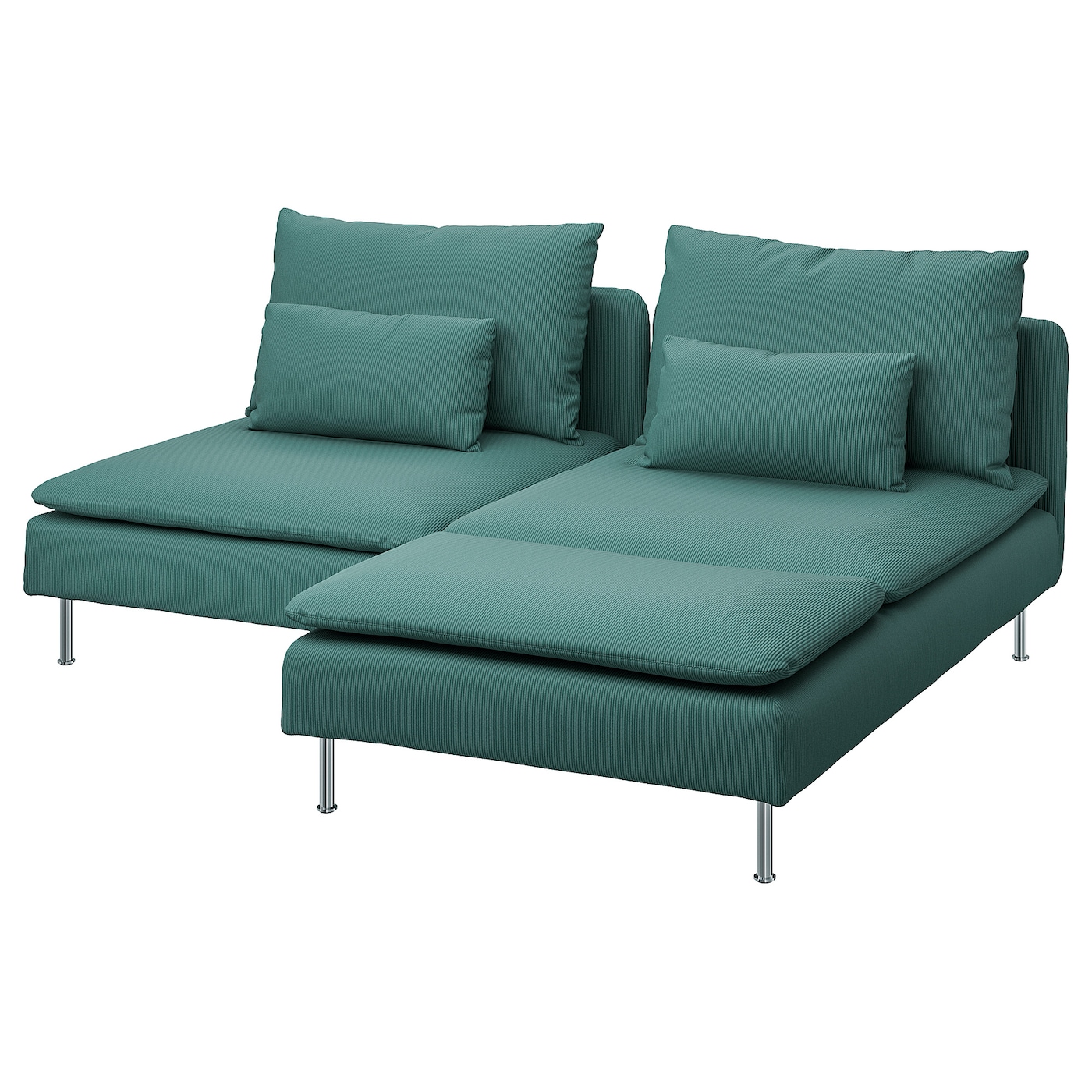 IKEA SÖDERHAMN Sofa 2-os. z leżanką, Kelinge szaroturkusowy, Wysokość z poduchami oparcia: 83 cm