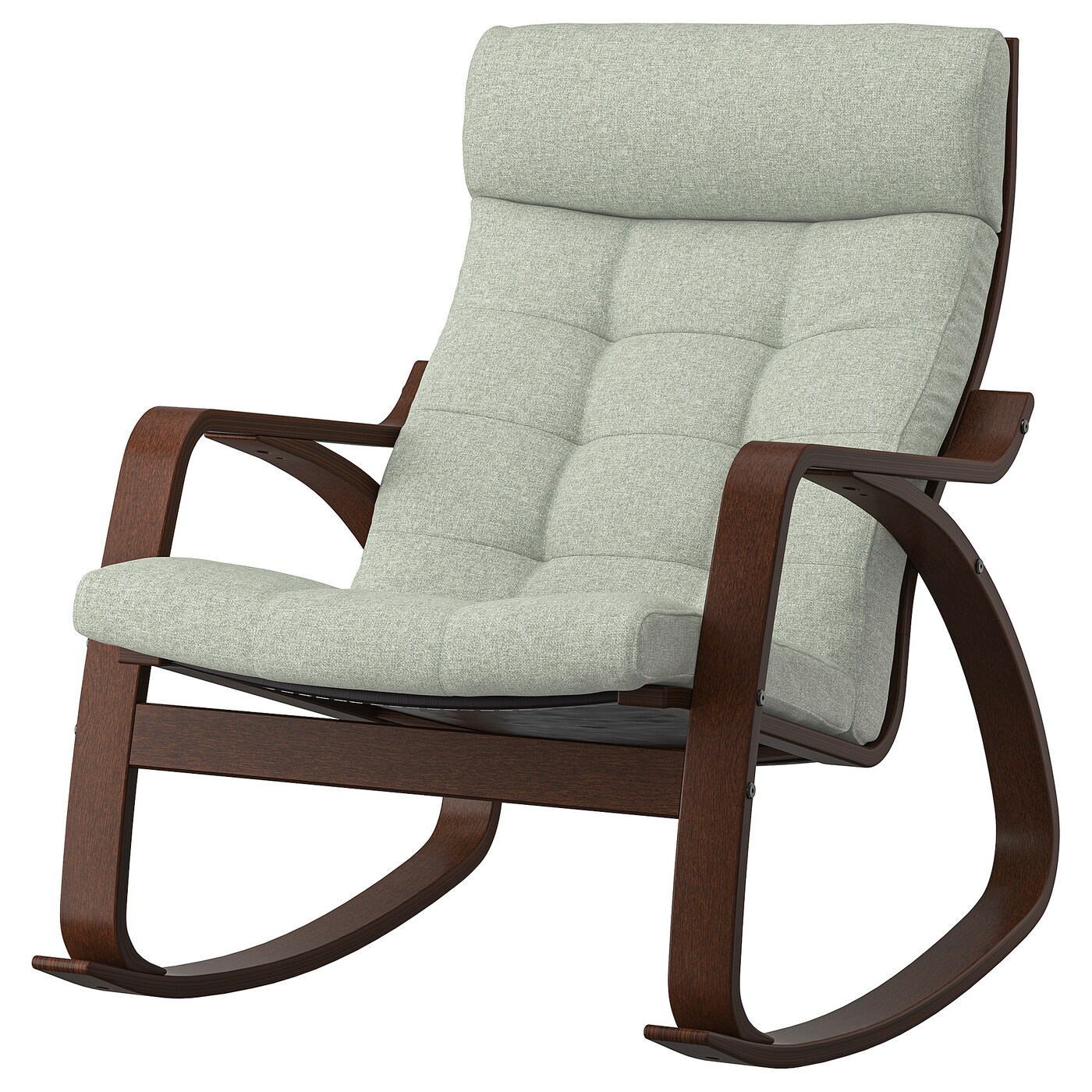 IKEA POÄNG krzesło bujane, brązowy/Gunnared jasnozielony, Szerokość: 68 cm