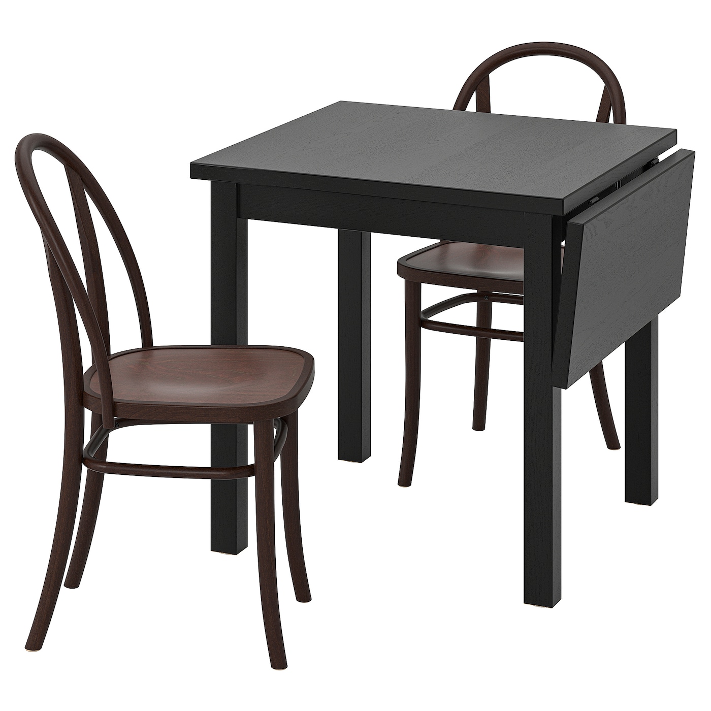 IKEA NORDVIKEN / SKOGSBO stół i 2 krzesła, czarny/ciemnobrązowy, 74/104 cm