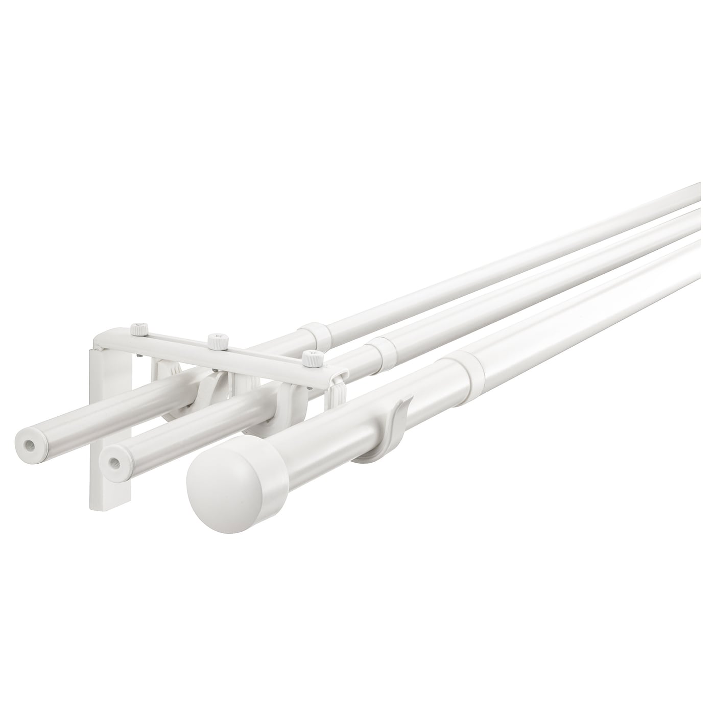 IKEA RÄCKA / HUGAD kombinacja potrójnego karnisza, biały, 210-385 cm
