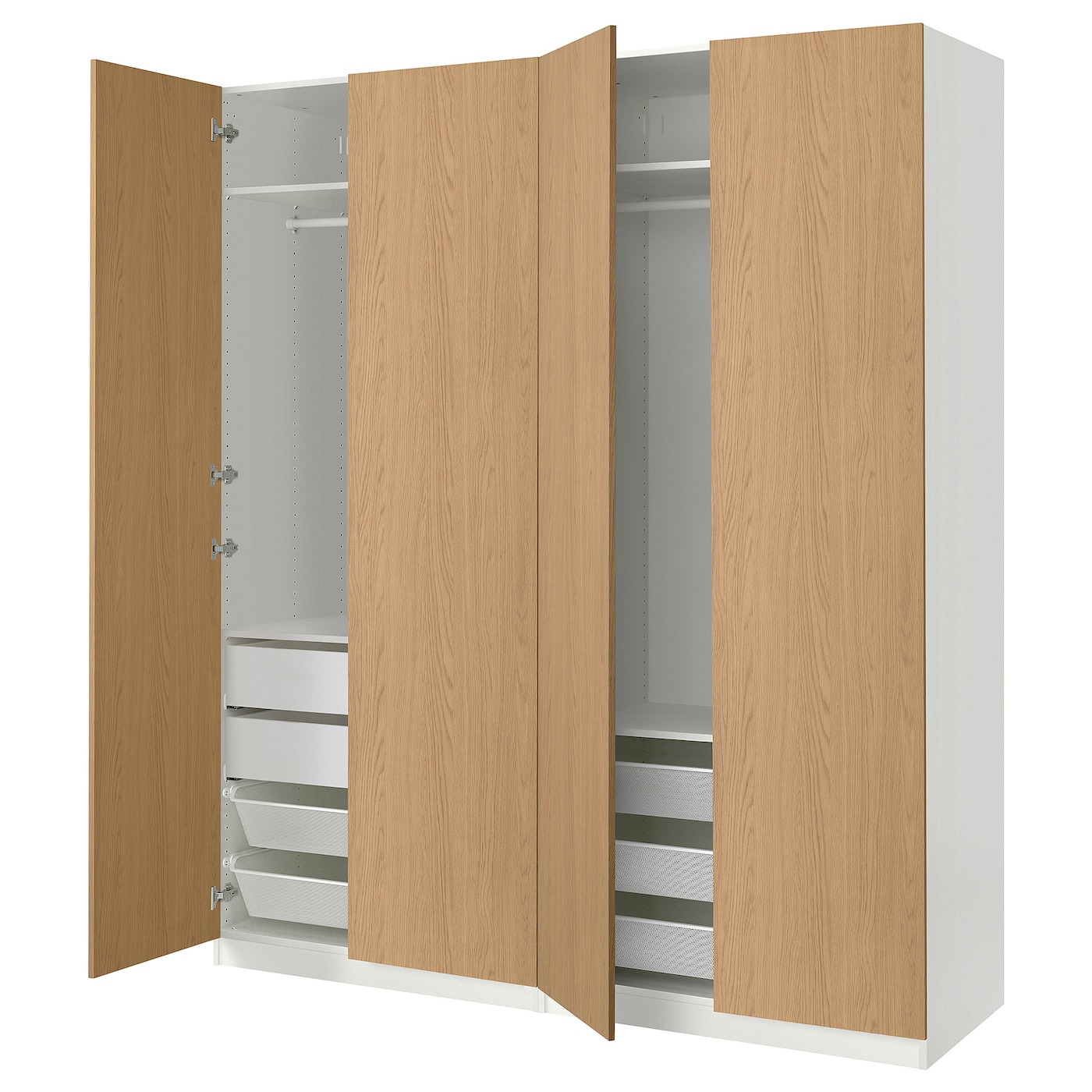 IKEA PAX / STORKLINTA kombinacja szafy, biały/imit. dębu, 200x66x236 cm