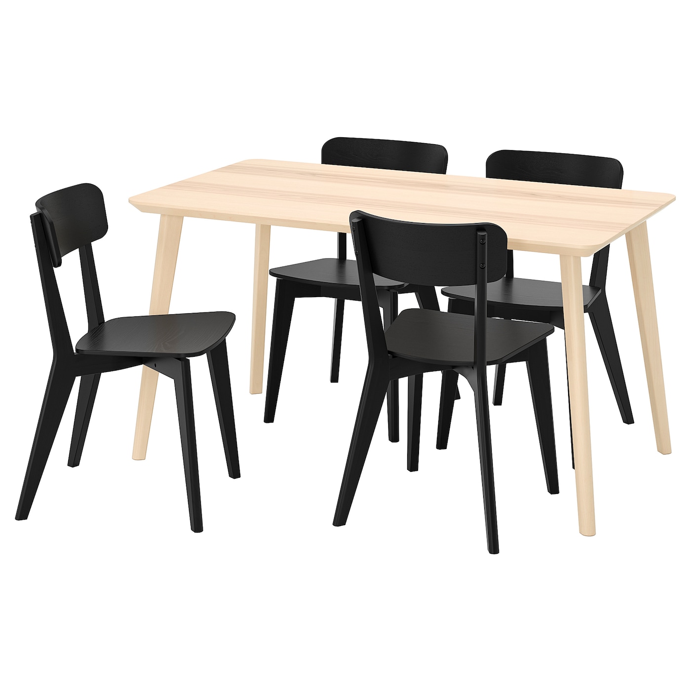 IKEA LISABO / LISABO stół i 4 krzesła, okleina jesionowa/czarny, 140x78 cm