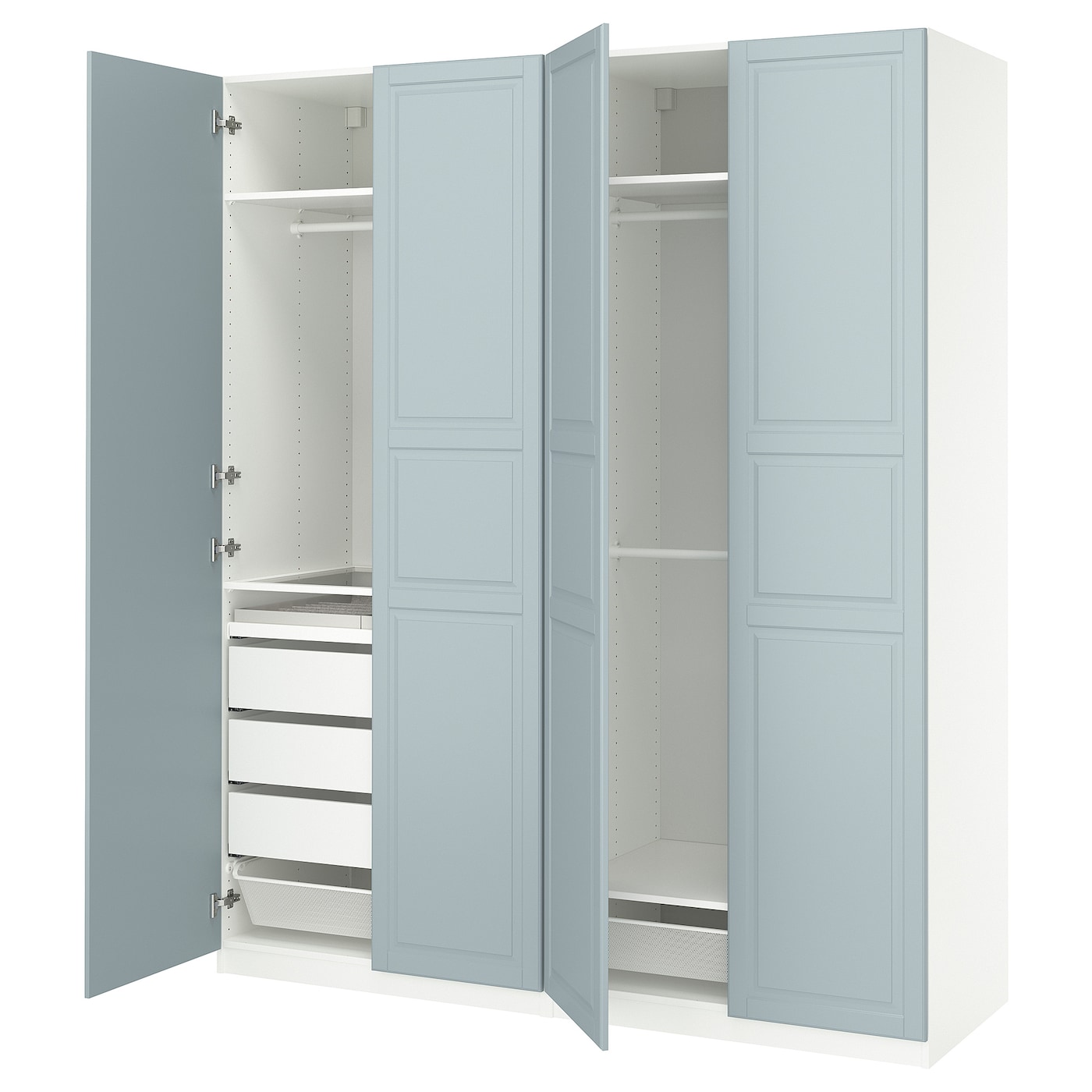 IKEA PAX / FJÄREHALS kombinacja szafy, biały/jasny szaroniebieski, 200x60x236 cm